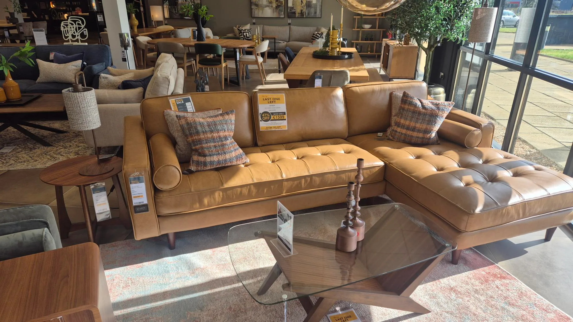 Genoa Tan Leather RHF Corner Chaise (Castlebar Floor Model)