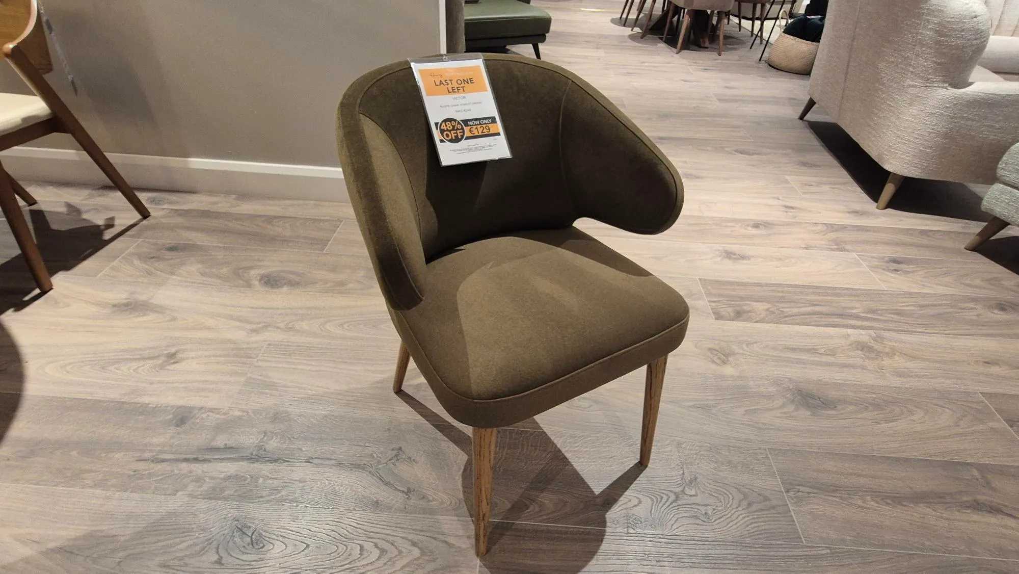 Victor Green Fabric Dining Chair with Oak leg (Castlebar Floor Model)
