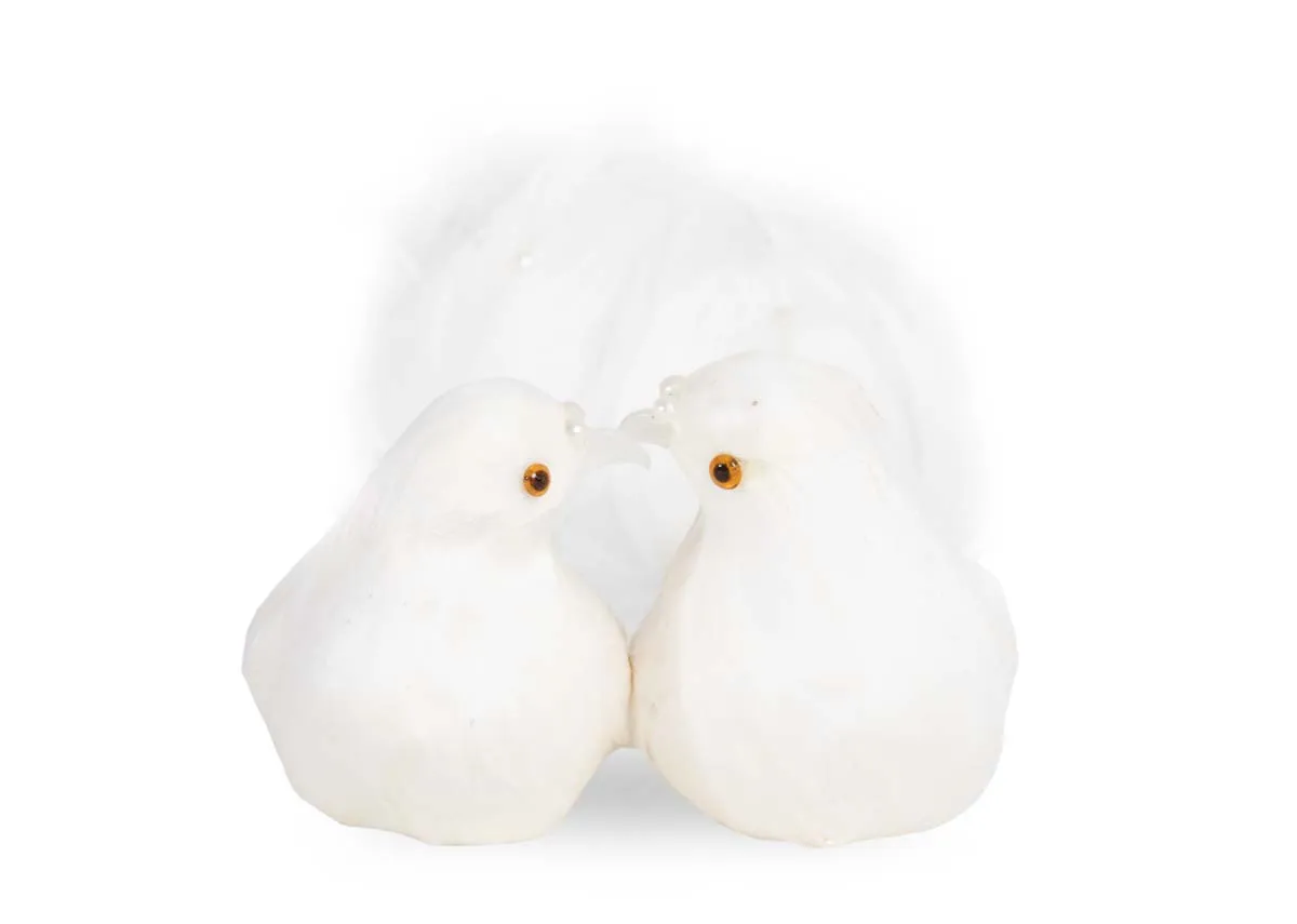 Set of 2 White Doves - Christmas Decoration