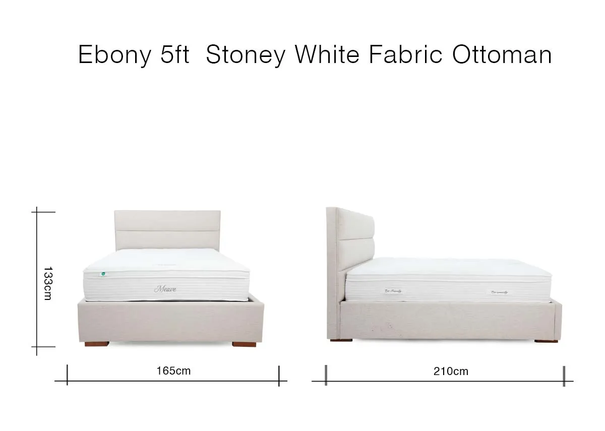 A dimension image of the Ebony 5ft Fabric Ottoman with 165cm x 210cm x 133cm