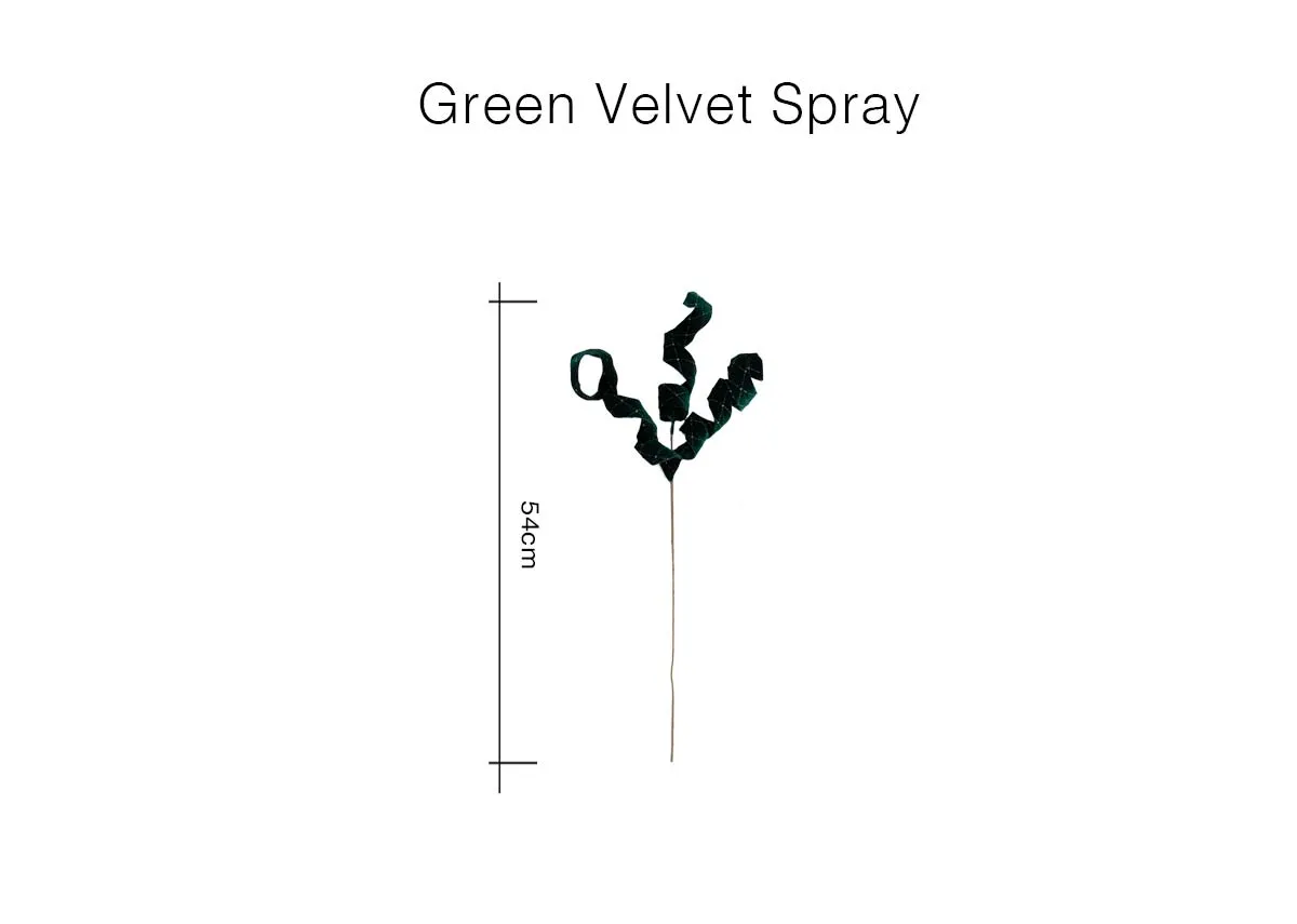 A dimension image of the Green Velvet Spray with 54cm