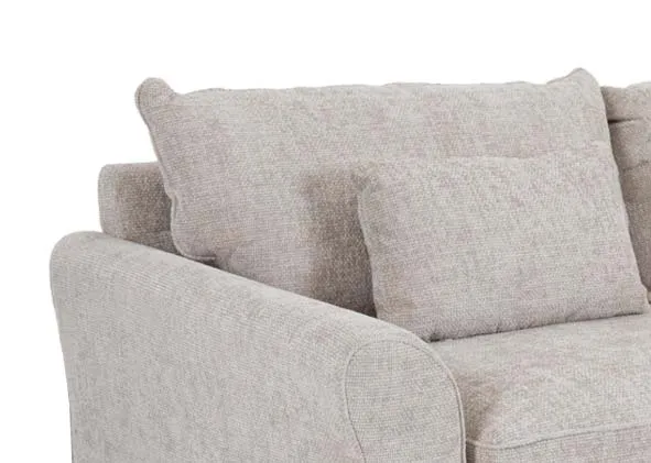 A 3 seater beige fabric sofa from EZ Livings Skyline range.Closeup of beige fabric