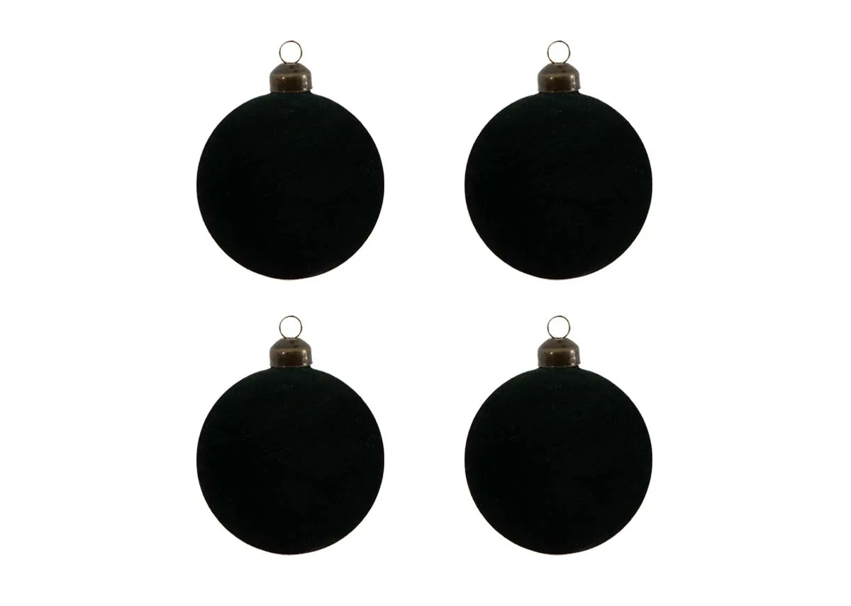 A set of 4 green fabric baubles from EZ Livings Christmas range. Front view of Its beginning to look a lot like Christmas set of 4.