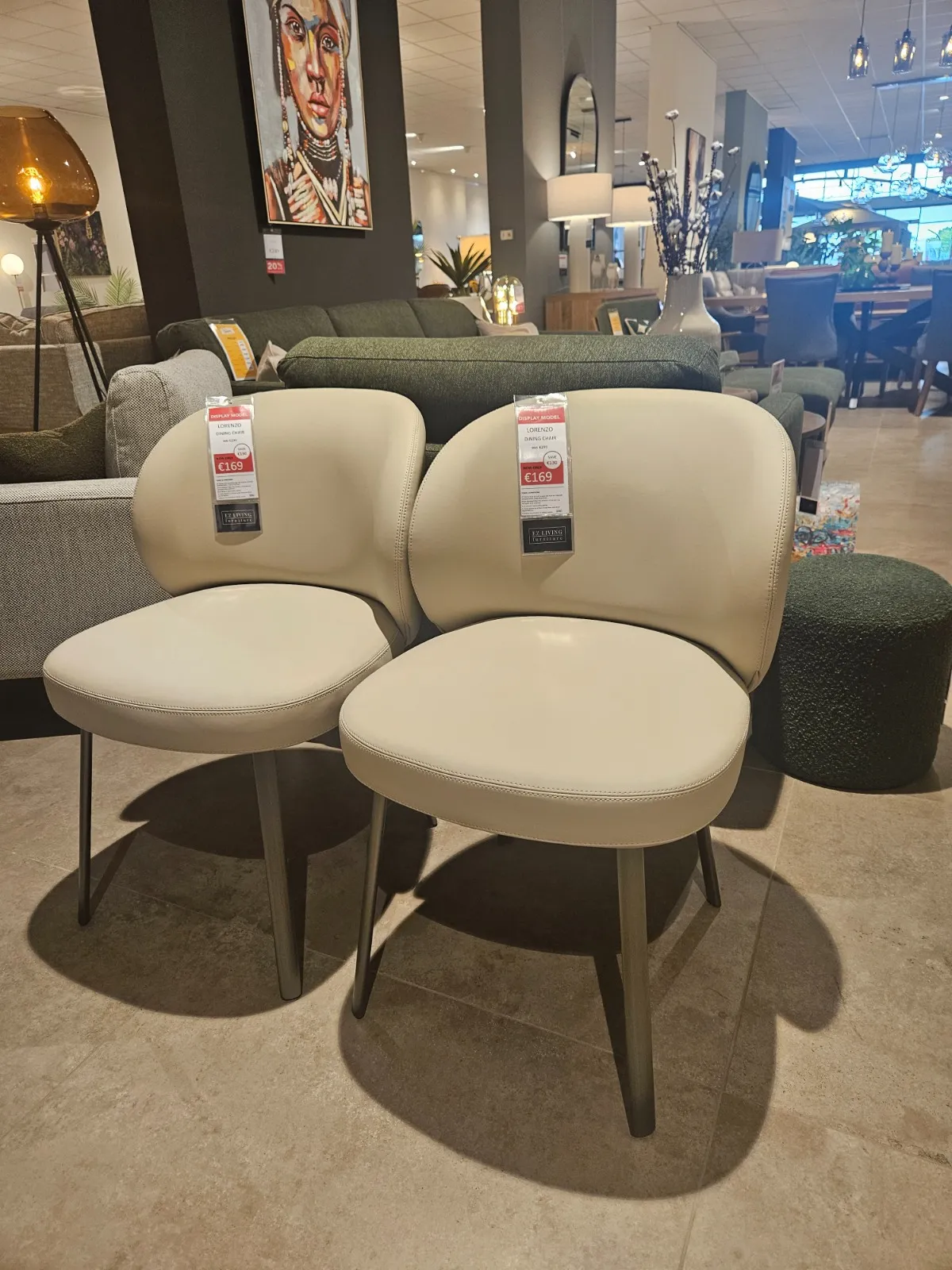 Lorenzo Ivory Leather Dining Chair (Carlow Floor Model)