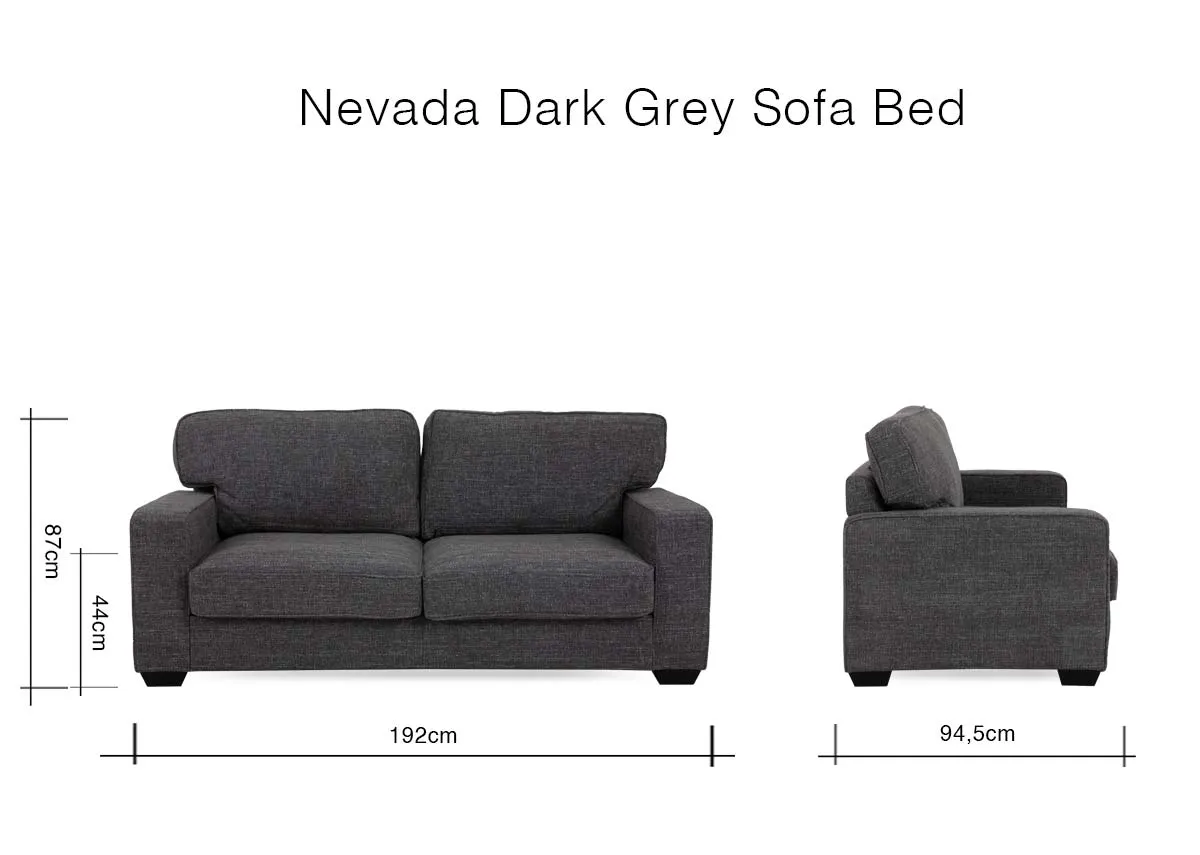 A dimension image of the Nevada Sofa Bed with192cm x 87cm x 84.5cm 