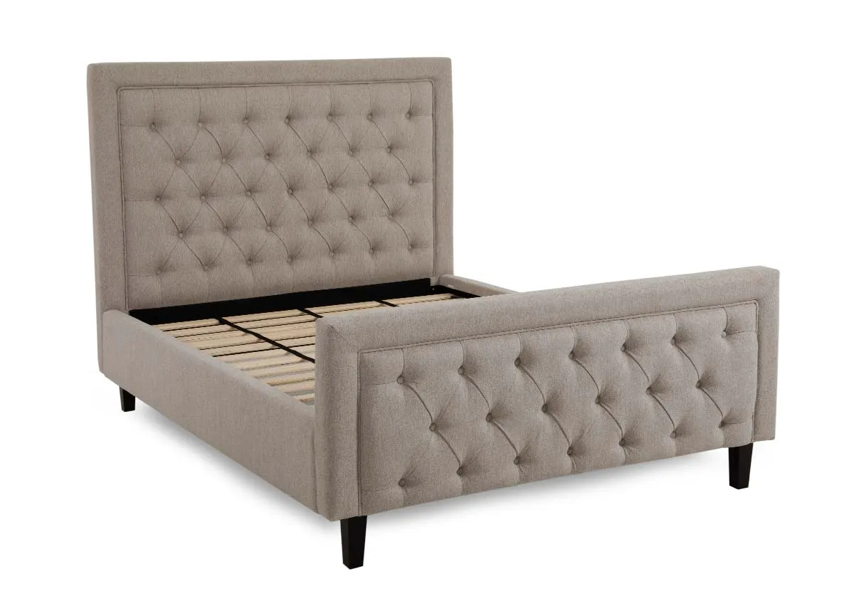 Double (4ft 6) Beige Fabric Bed Frame - Majestic