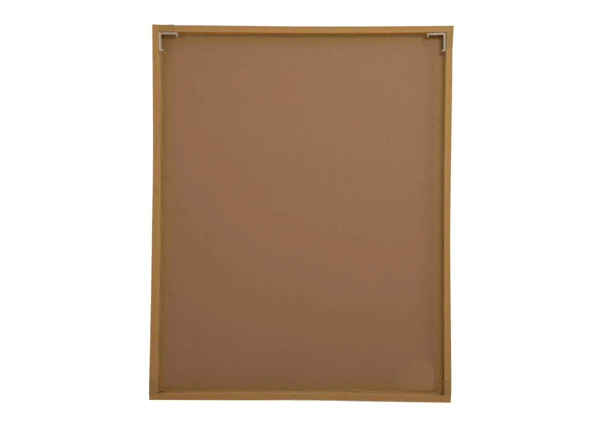 A pink framed print of a vintage flamingo by the water from EZ Livings Flamingo range.Back view of wood backing