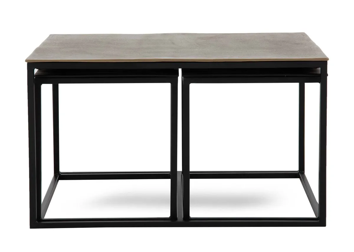 A nest of 3 rectangular coffee tables from EZ Livings Joyo range. Angled view of 2 smaller tables inside larger.