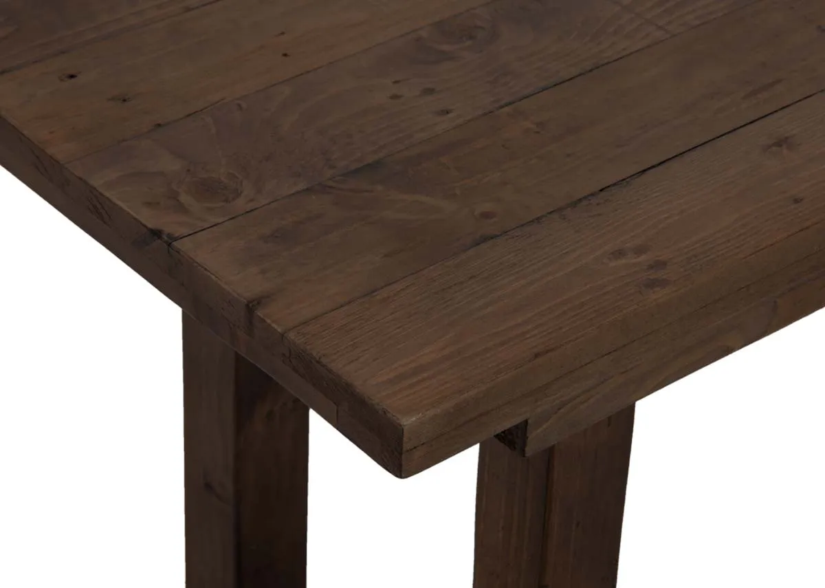 A cashew wood dining bench from EZ Livings Ladder range. Closeup of dark wood finish.