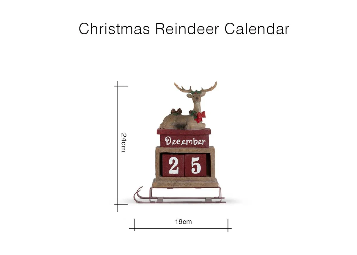 A dimension image of the Reindeer calendar with 19cm x 24cm