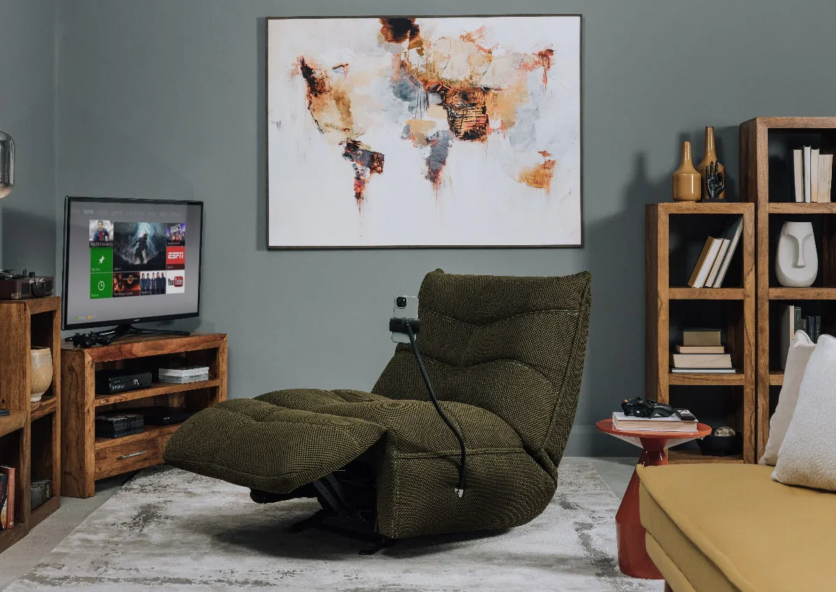 Green Fabric Power Gliding Gaming Chair - Sonic