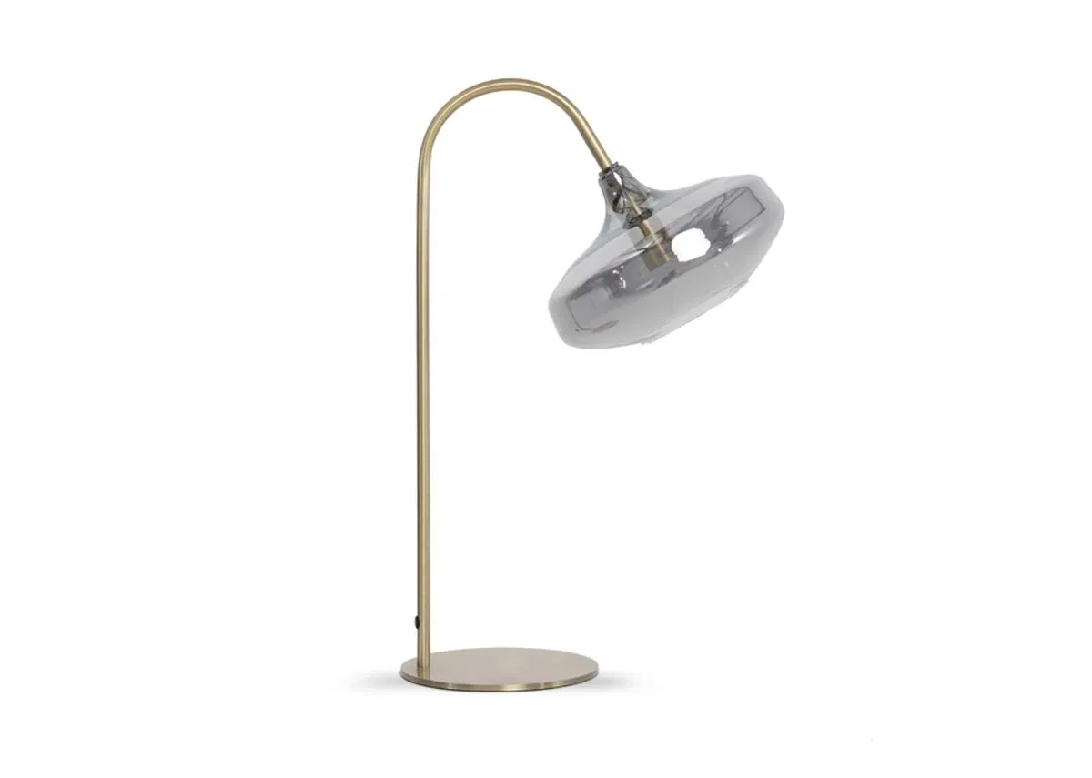 Bronze & Smoked Glass Table Lamp - Alisha
