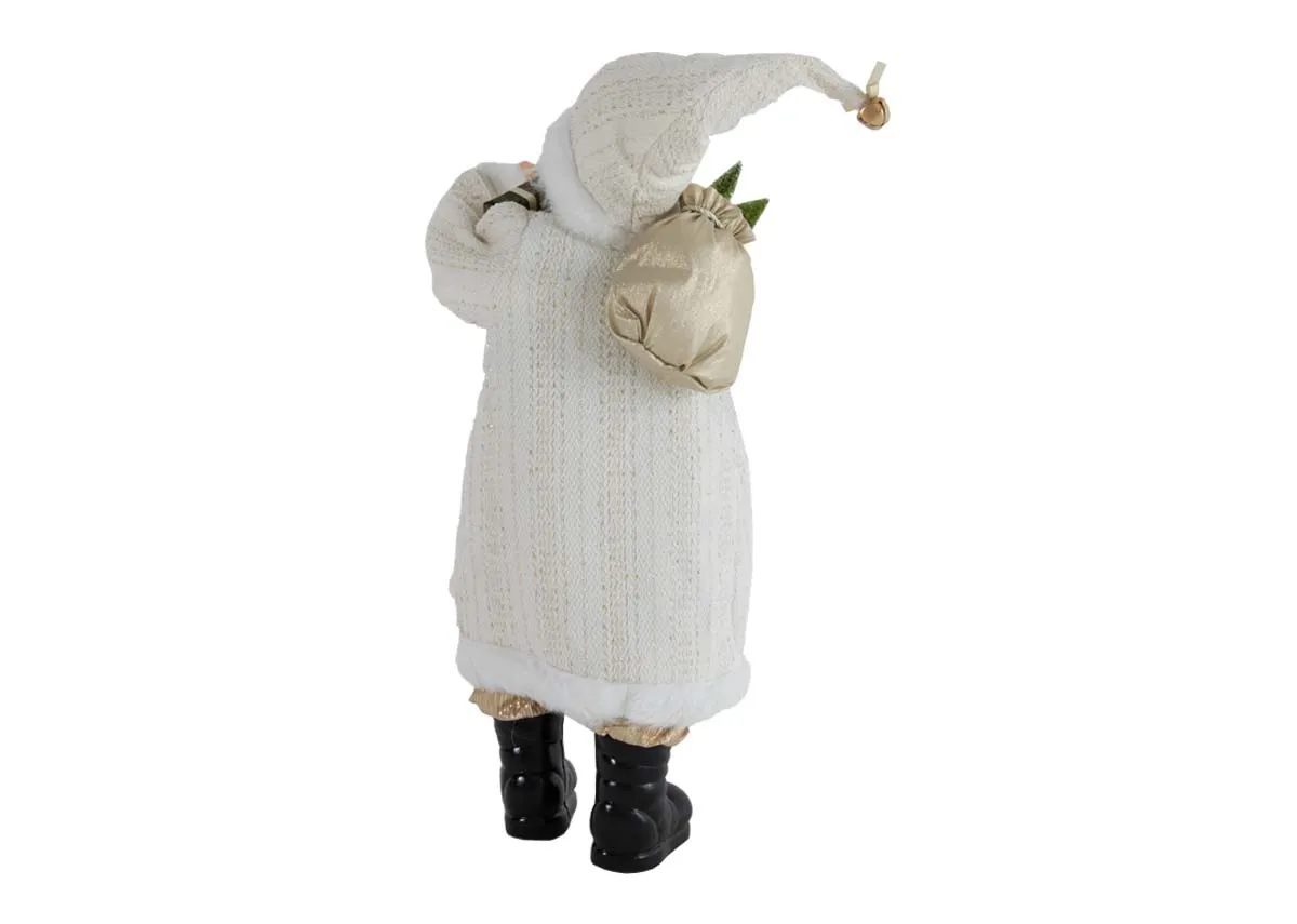 A white & gold Saint Nick figurine from EZ Livings Christmas range. Back view