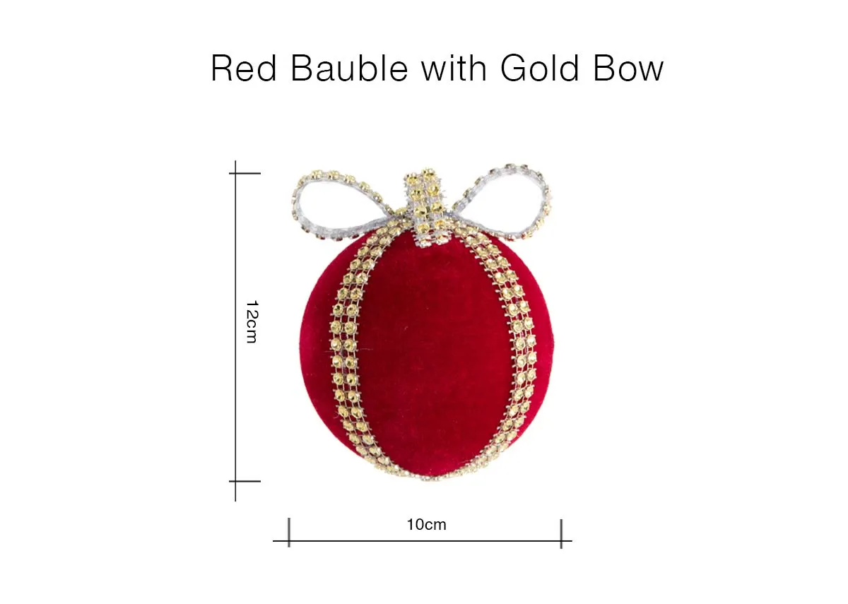 A dimension image of the Red Bauble with Bow with 10cm x 12cm