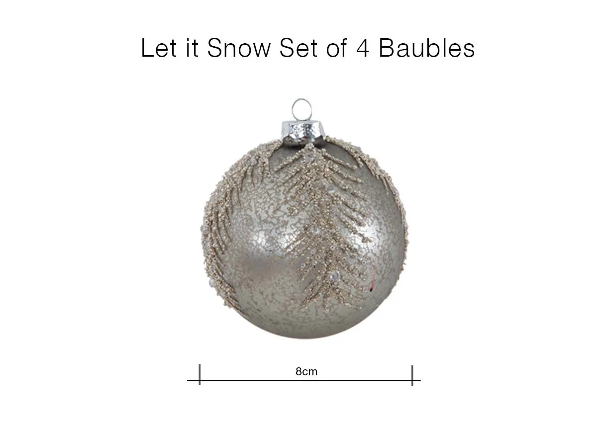 A dimension image of the Let it Snow Bauble with 8cm