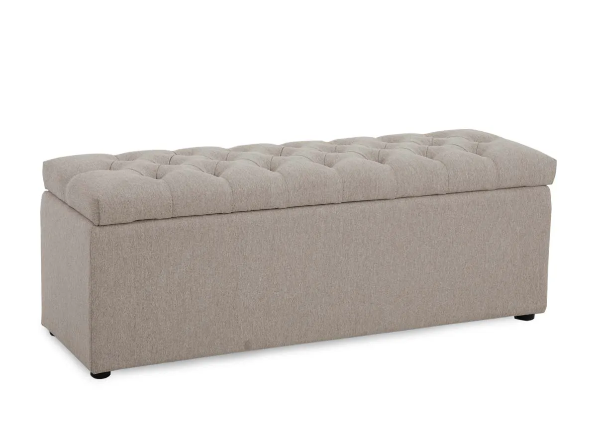 Beige Fabric Blanket Box - Majestic
