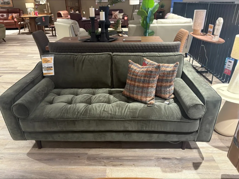Genoa 2.5 Seater Green Velvet Sofa (Cavan Floor Model)