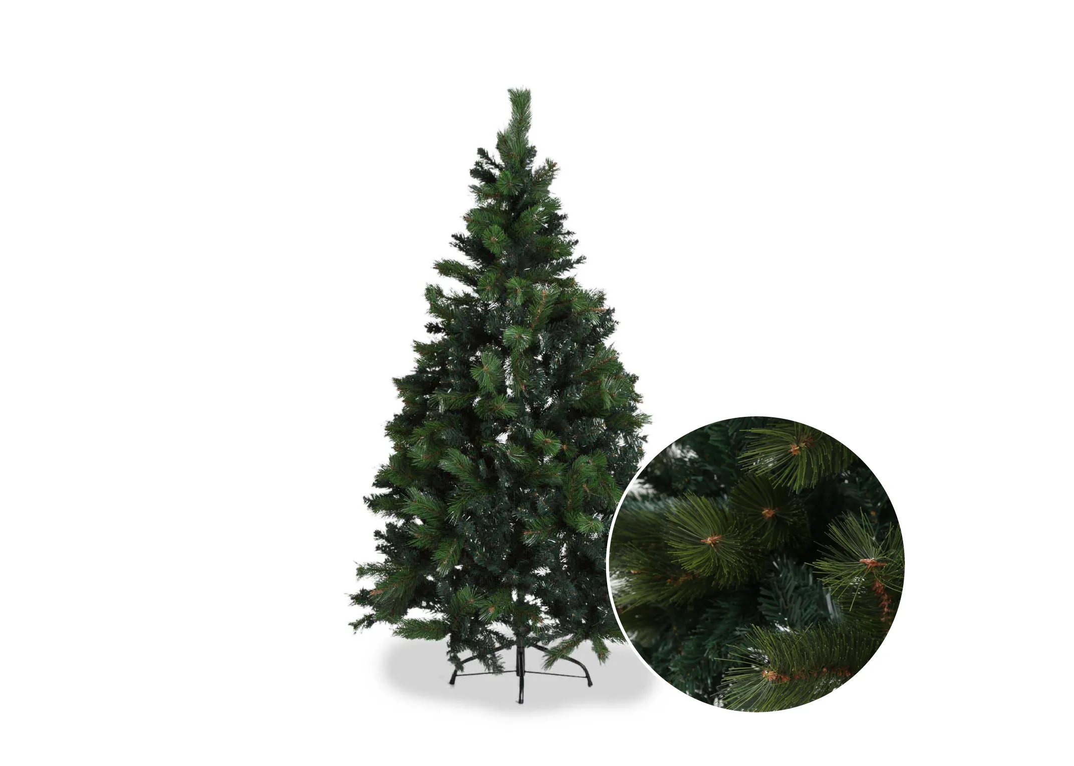 A shot of the bottom section of the pine Christmas tree.