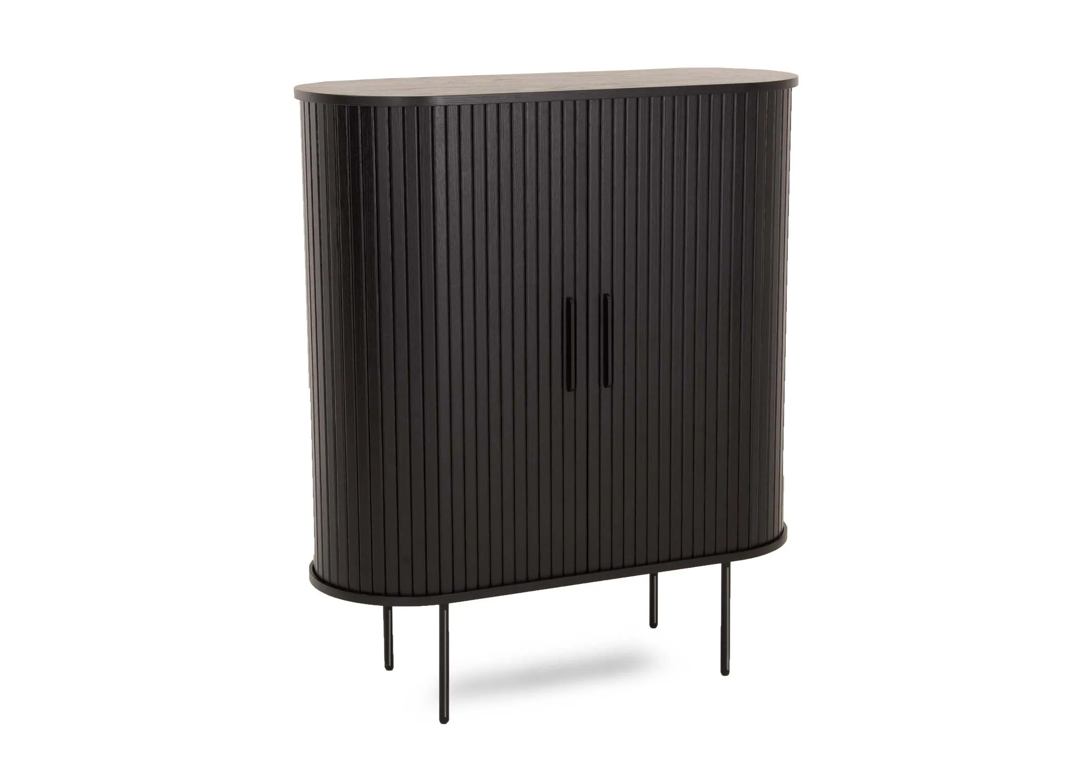 2 Door Black Oak Tambour Cabinet - Nola