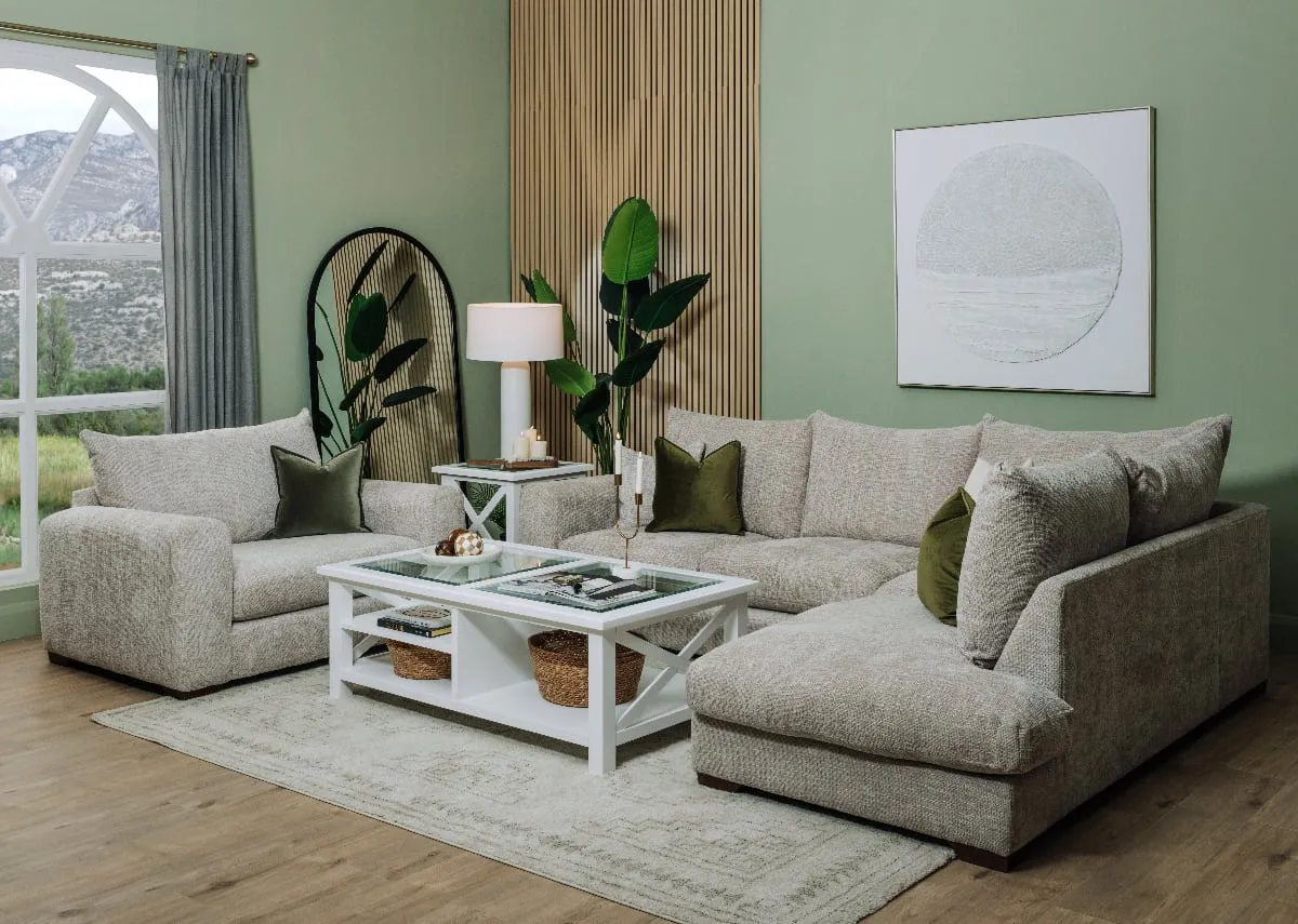 White Coffee Table with Glass Top - Hampton