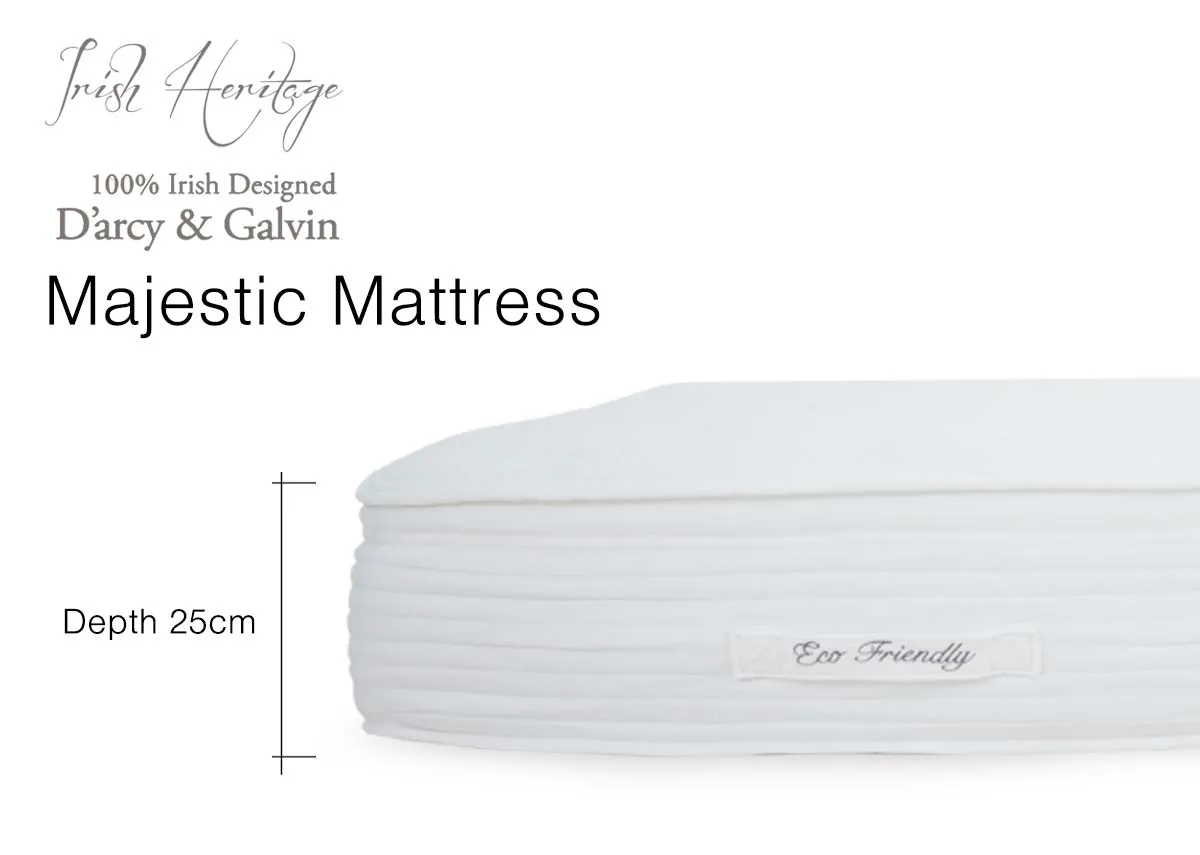 A dimension image of the Majestic Mattress with 25cm Depth