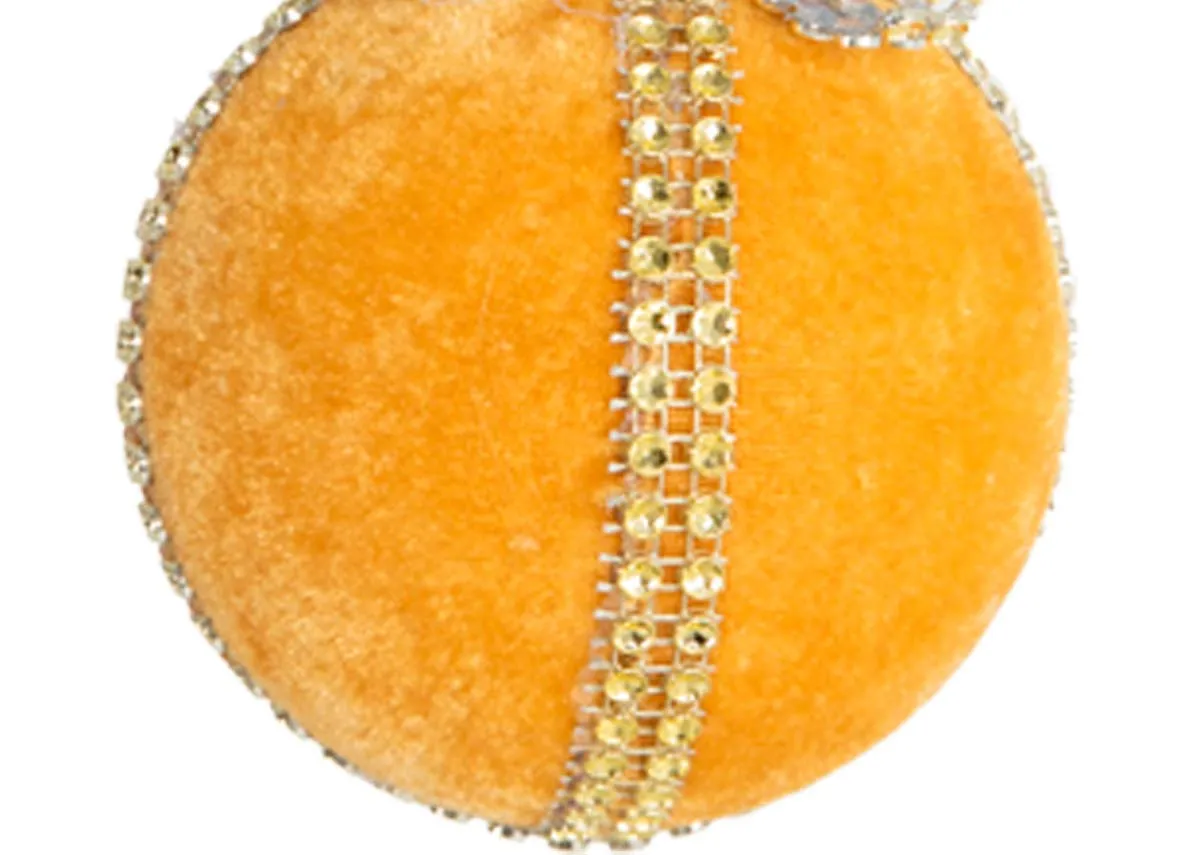 A yellow gold velvet bauble from EZ Livings Christmas range.