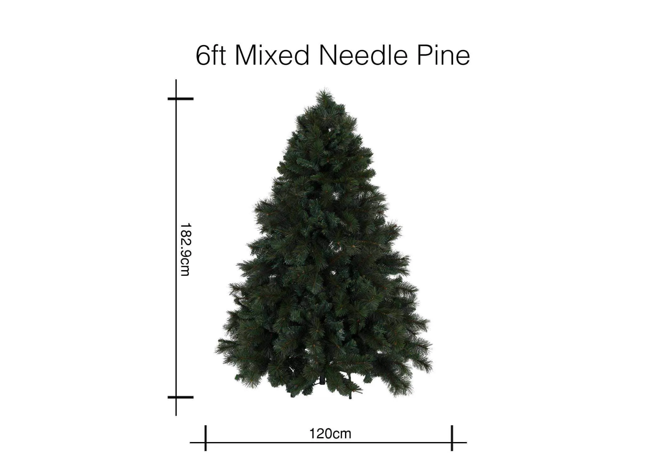 A dimension image for the 6ft Pine Christmas Tree 183cm (Height) x 120cm (Width)