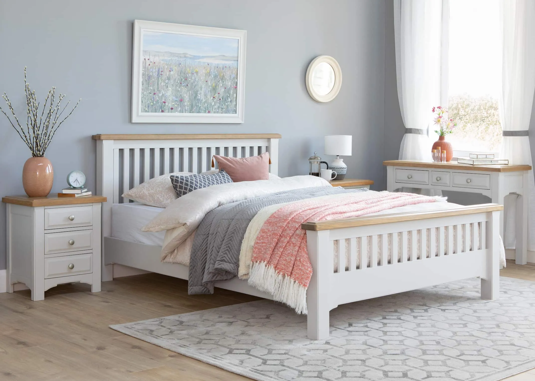 A lifestyle image of the Georgia Bed with matching furniture