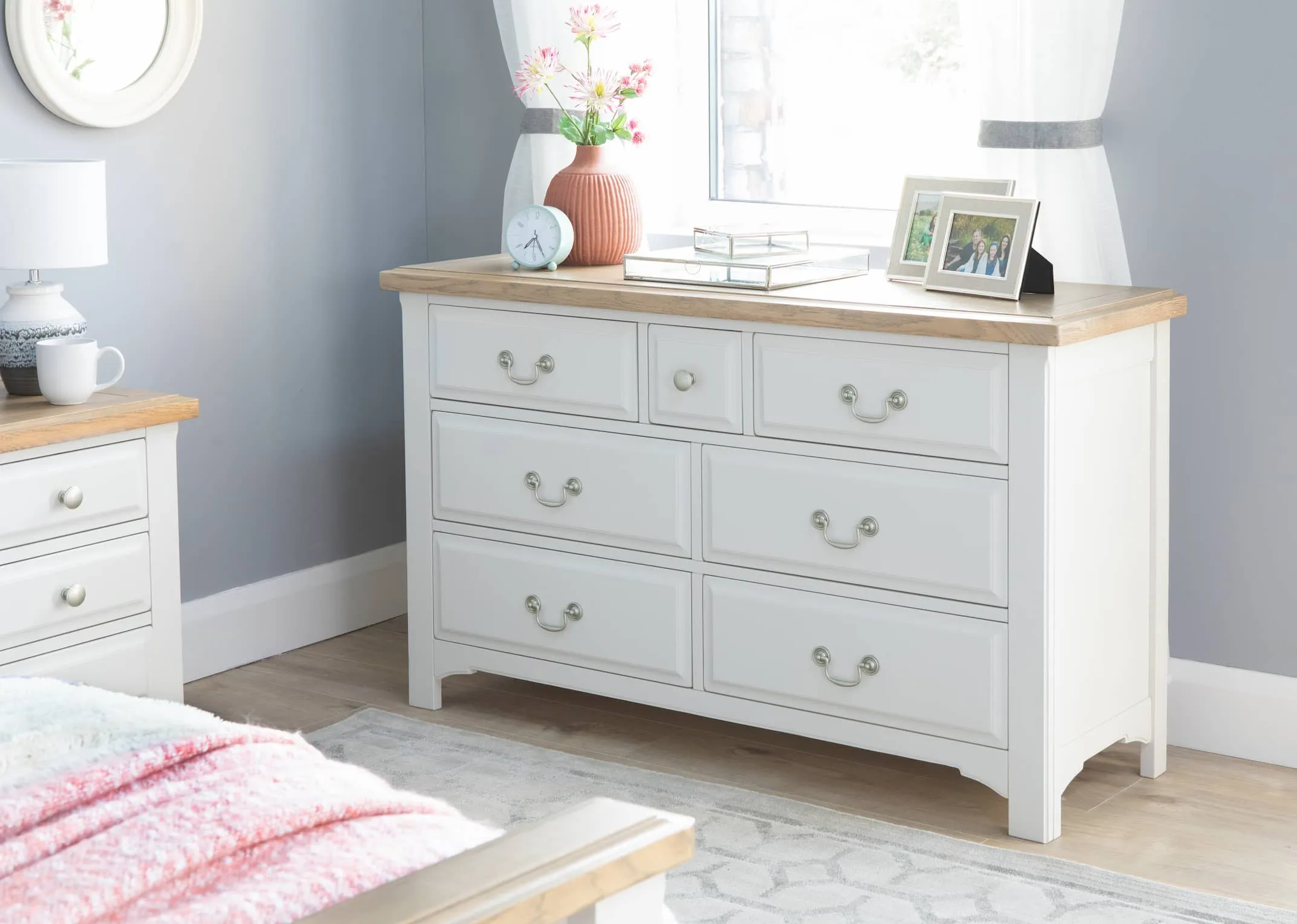 Seven Drawer Grey Wide Chest - Georgia