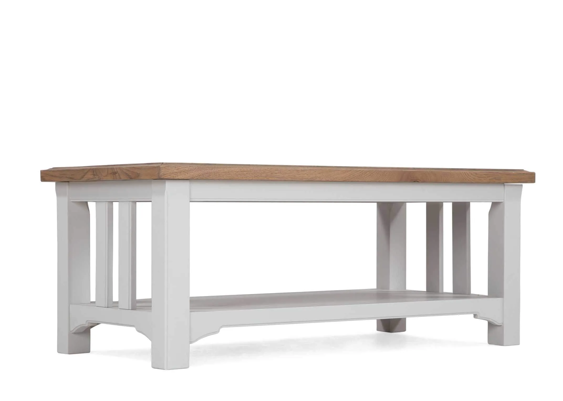 A power shot image showing the Georgia grey oak coffee table.