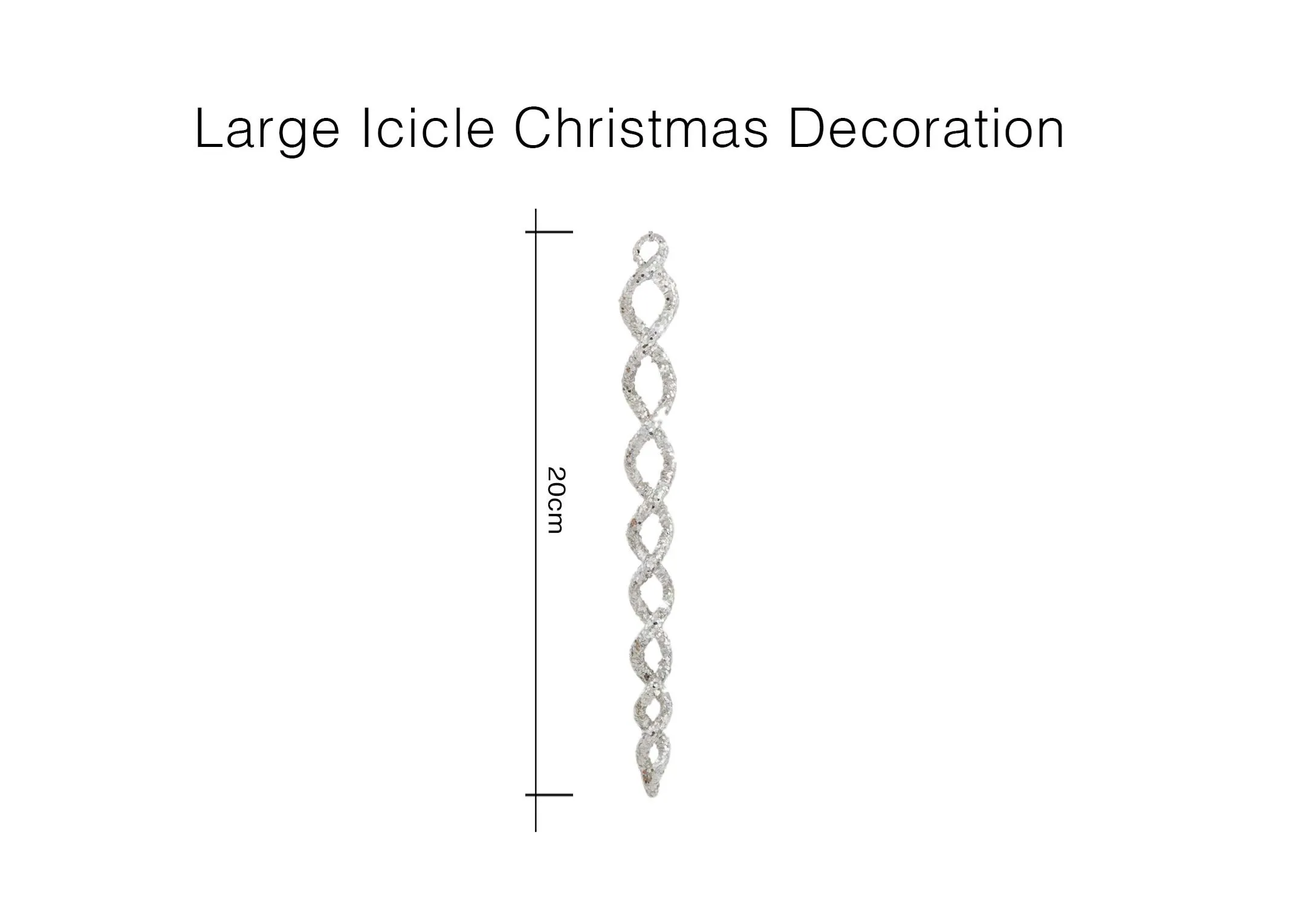 A dimension image of the Large Christmas Icicle decoration with 20cm (Height)