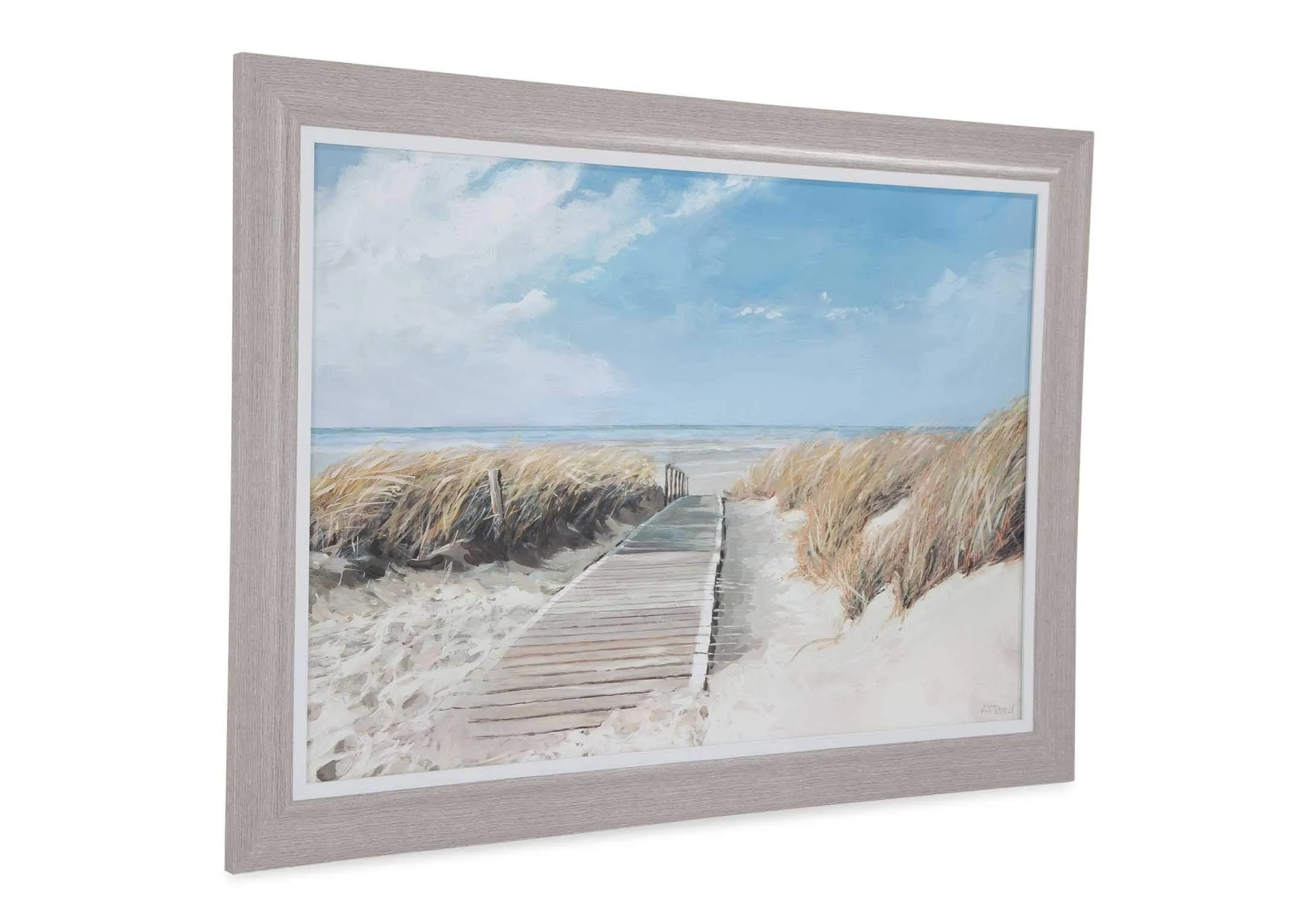 Angled shot of View to Sea by Adelene Fletcher showing an image of a sandy beach