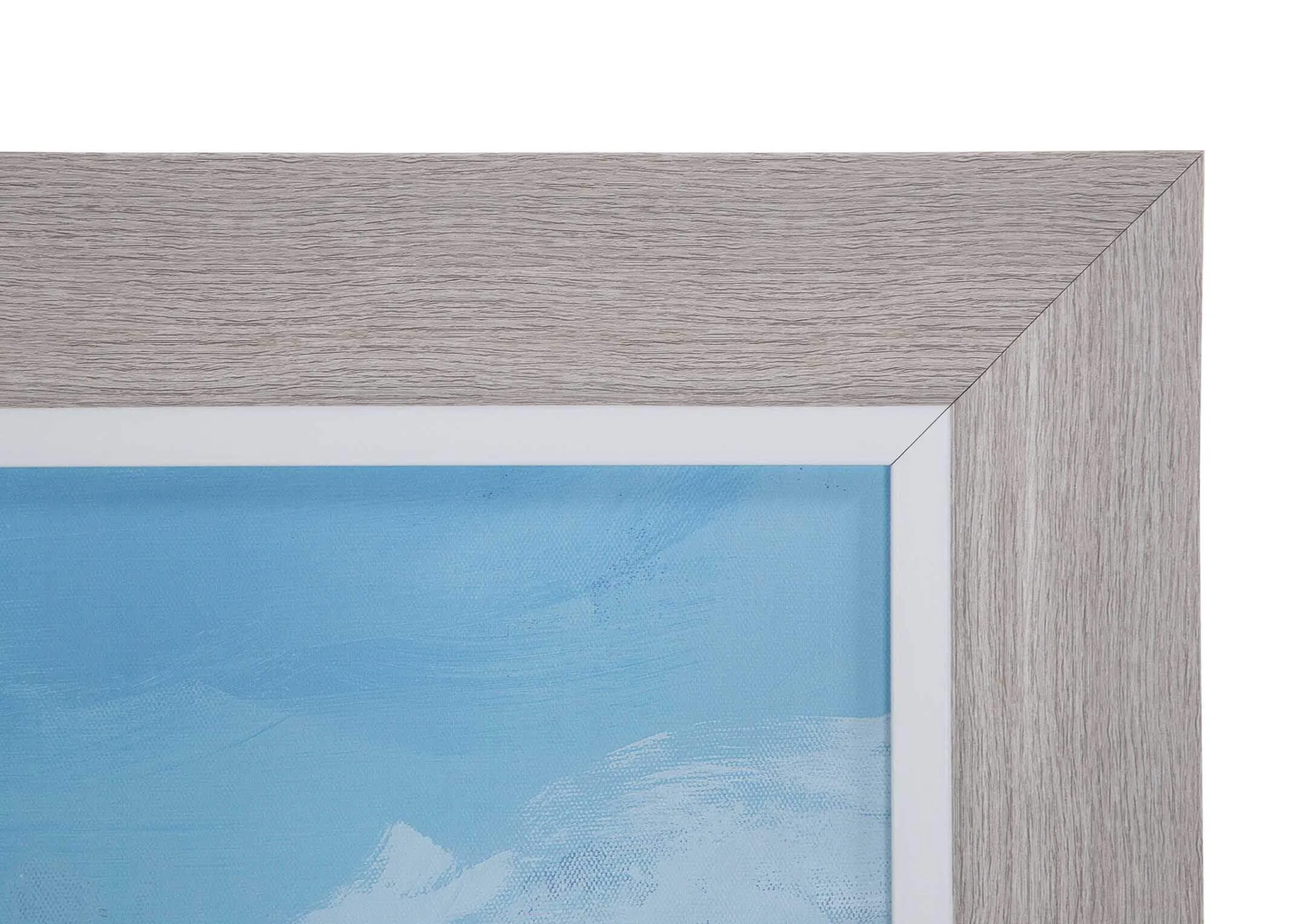 Detailed close-up of View to Sea by Adelene Fletcher showing the blue sky and wooden frame