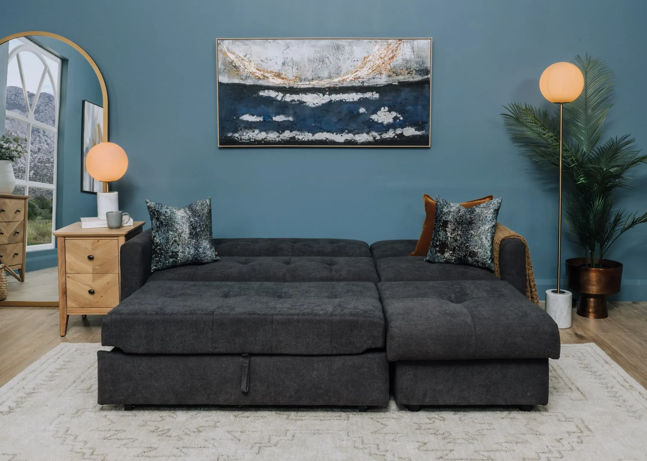 Grey Fabric 3 Seater Sofa bed - Dalkey (Adjustable Chaise)