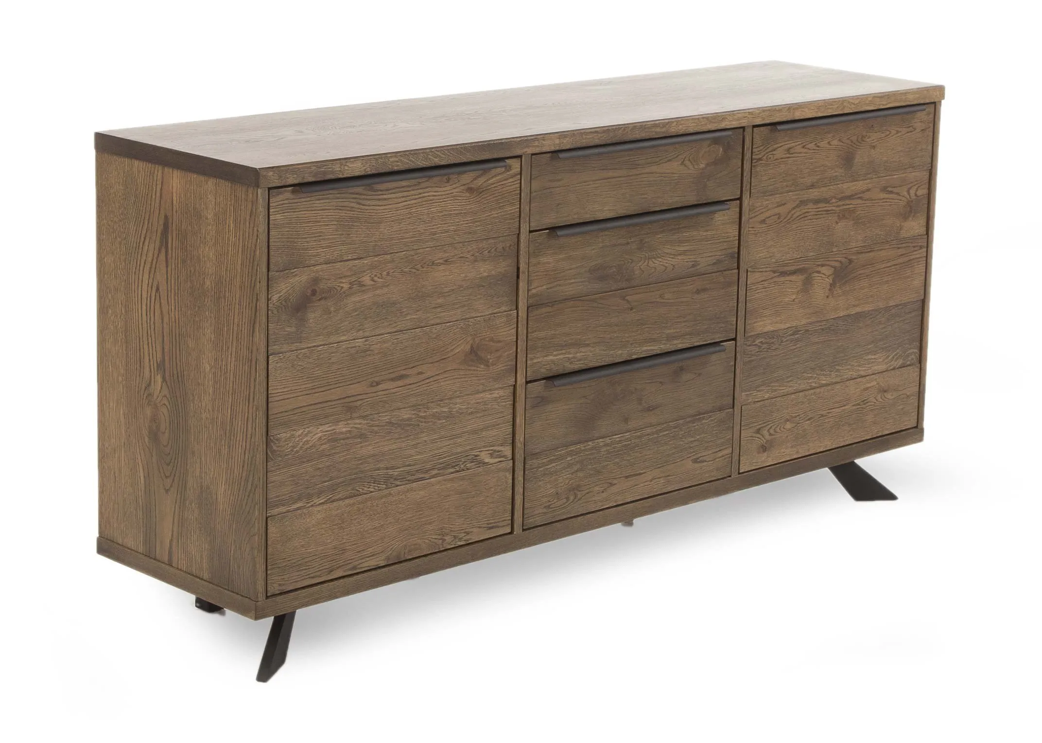 2 Door and 3 Drawer Smoked Oak Sideboard - Arno