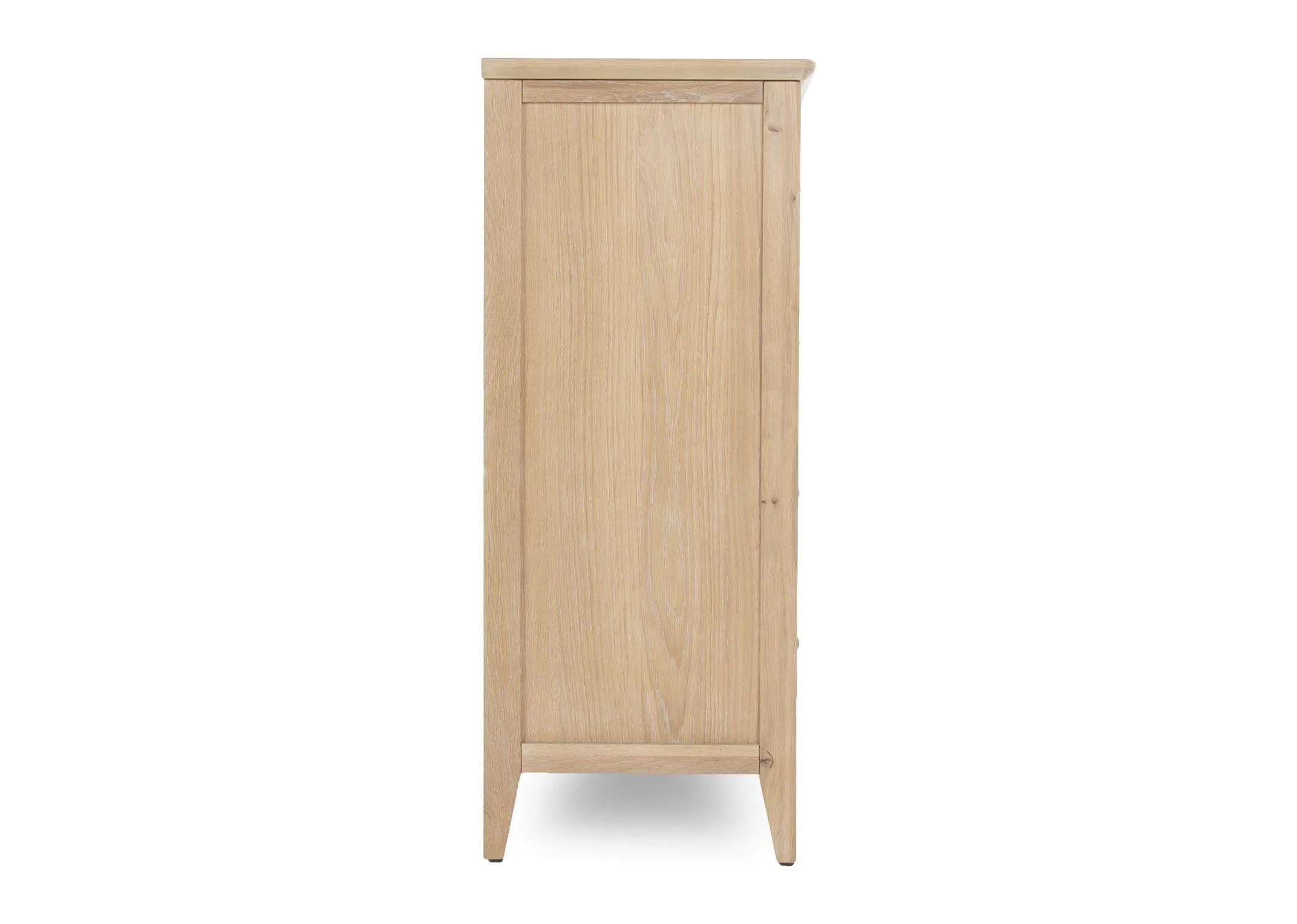 A 4 drawer Oak & Pine Chevron Wide Chest from EZ Living Furniture's Herringbone range. Side view shows depth