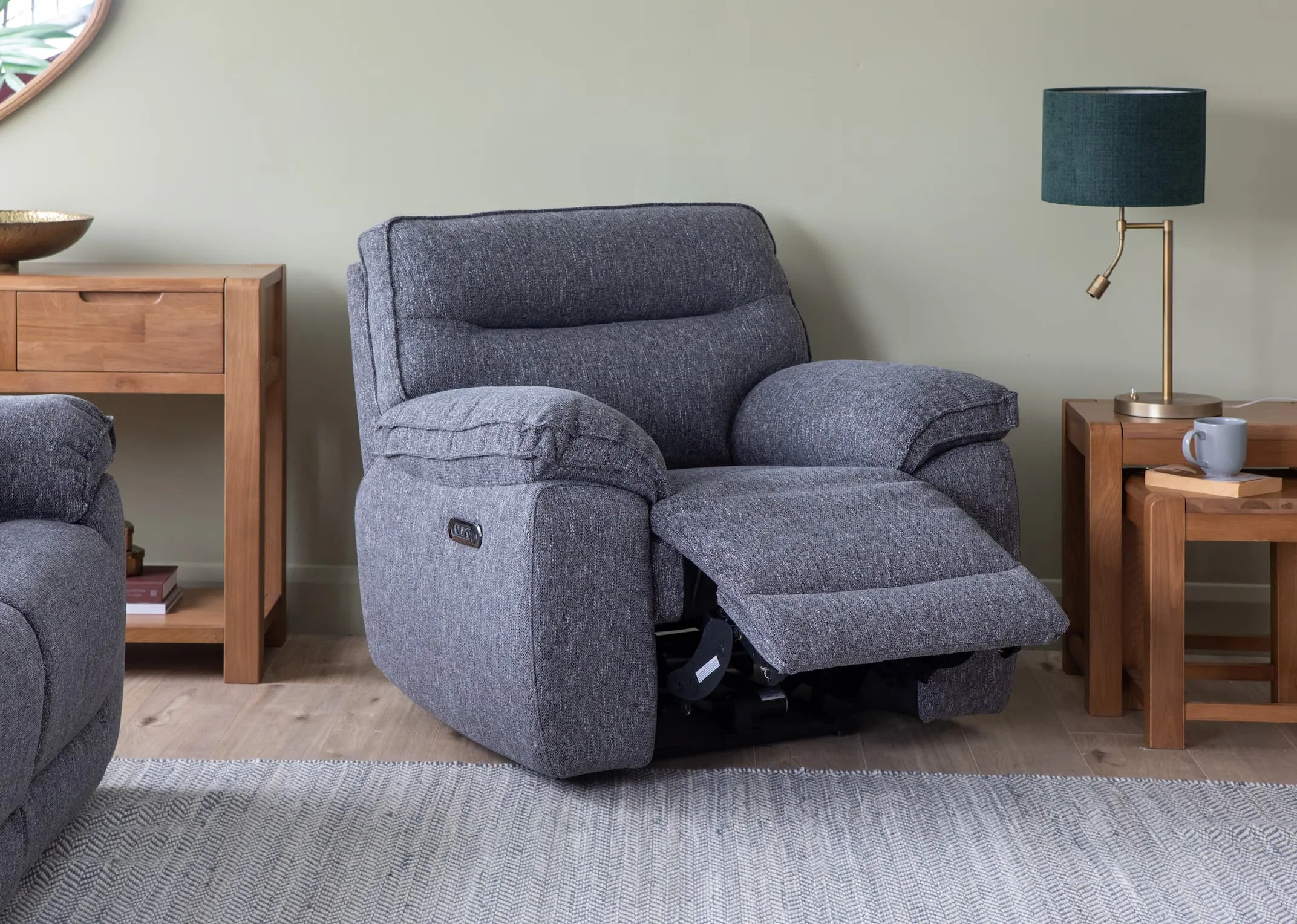 Grey Fabric Power Recliner - Cairns