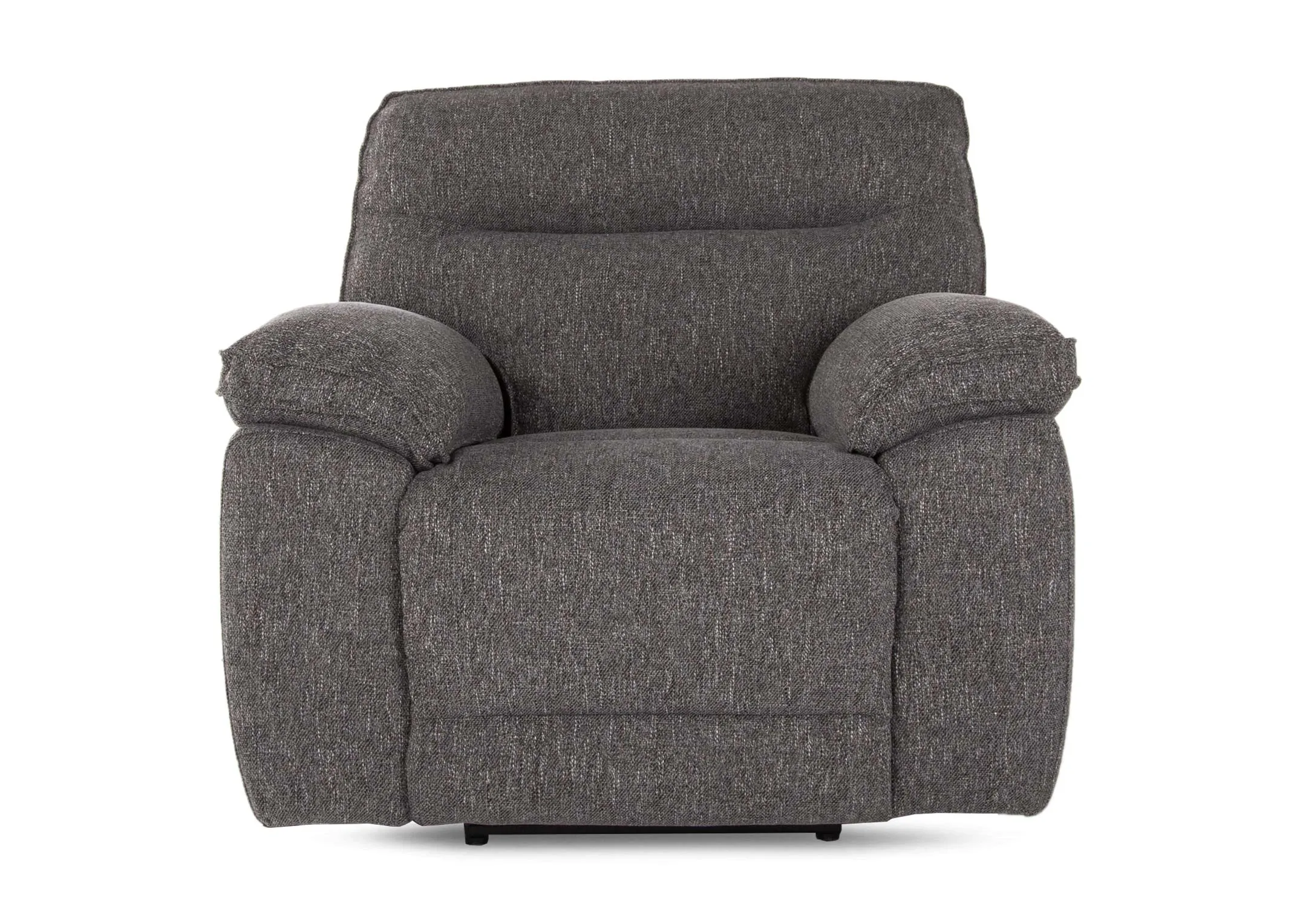 A grey fabric power recliner from EZ Living Furniture's Cairns range. Side view of button