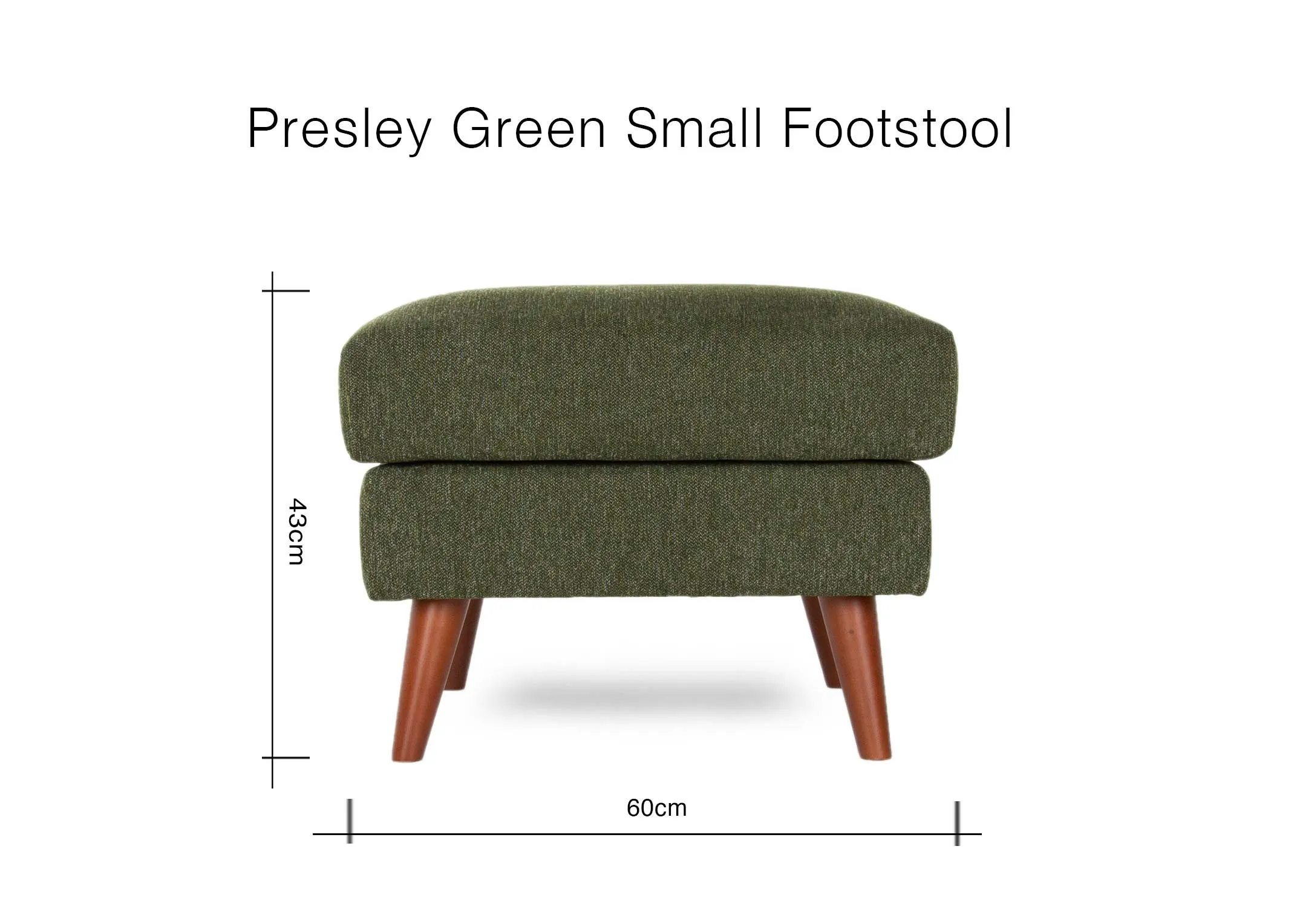 A dimension image of the Presley Small footstool with 60cm x 43cm