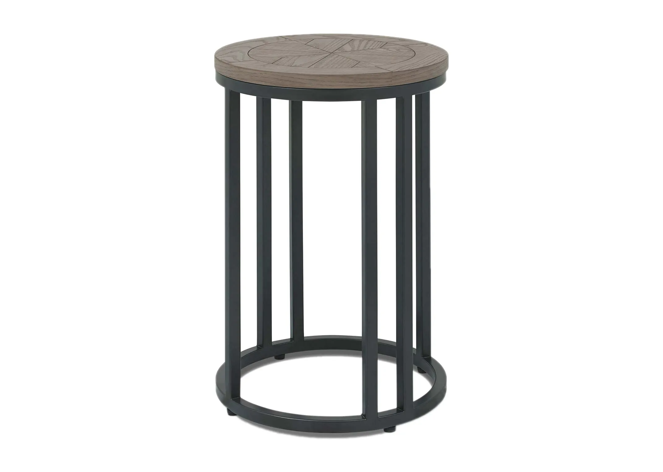 A grey round side table with ash wood top from EZ Living Furniture's Monroe range. 