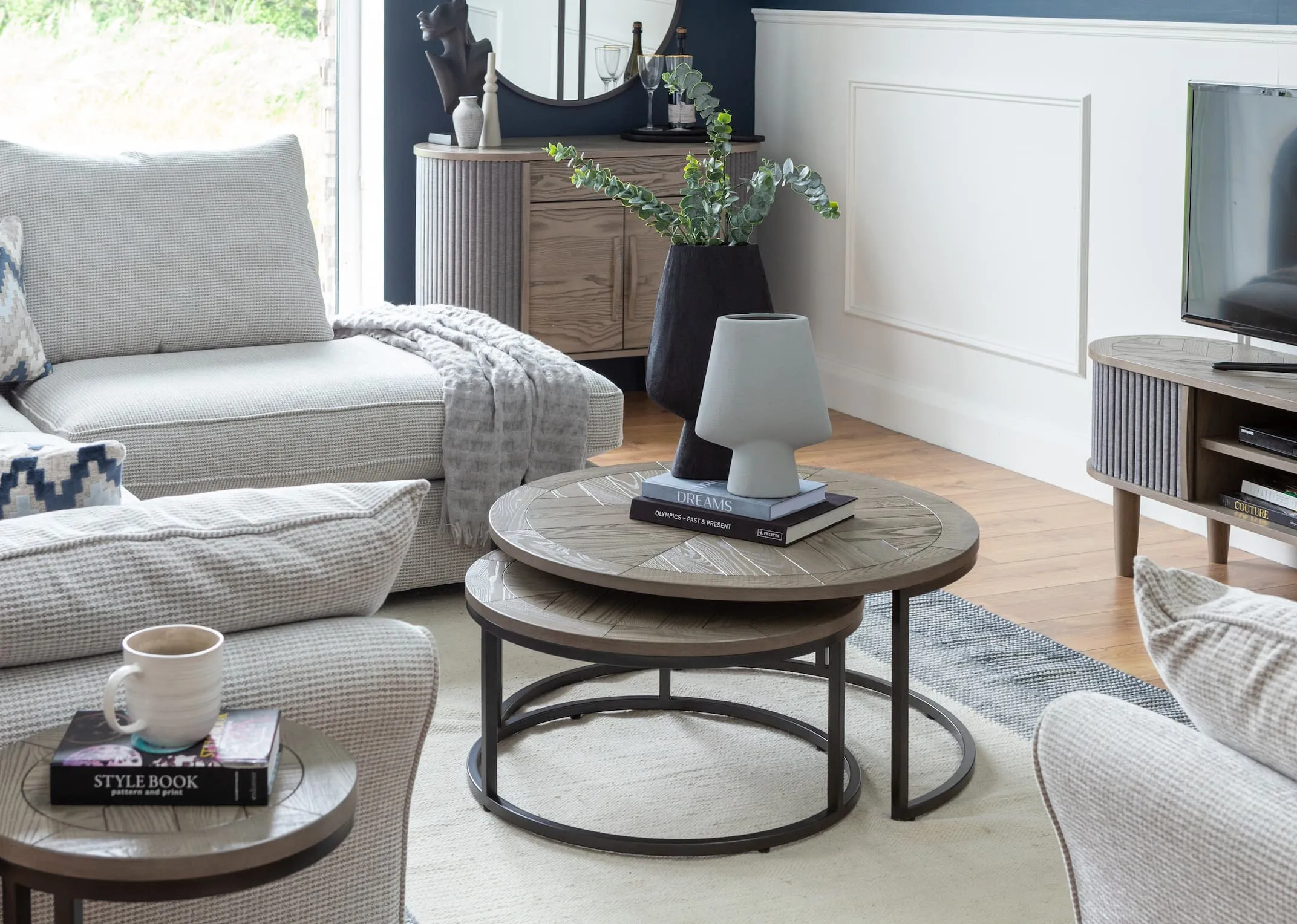 Grey Ash Nest of 2 Coffee Tables - Monroe