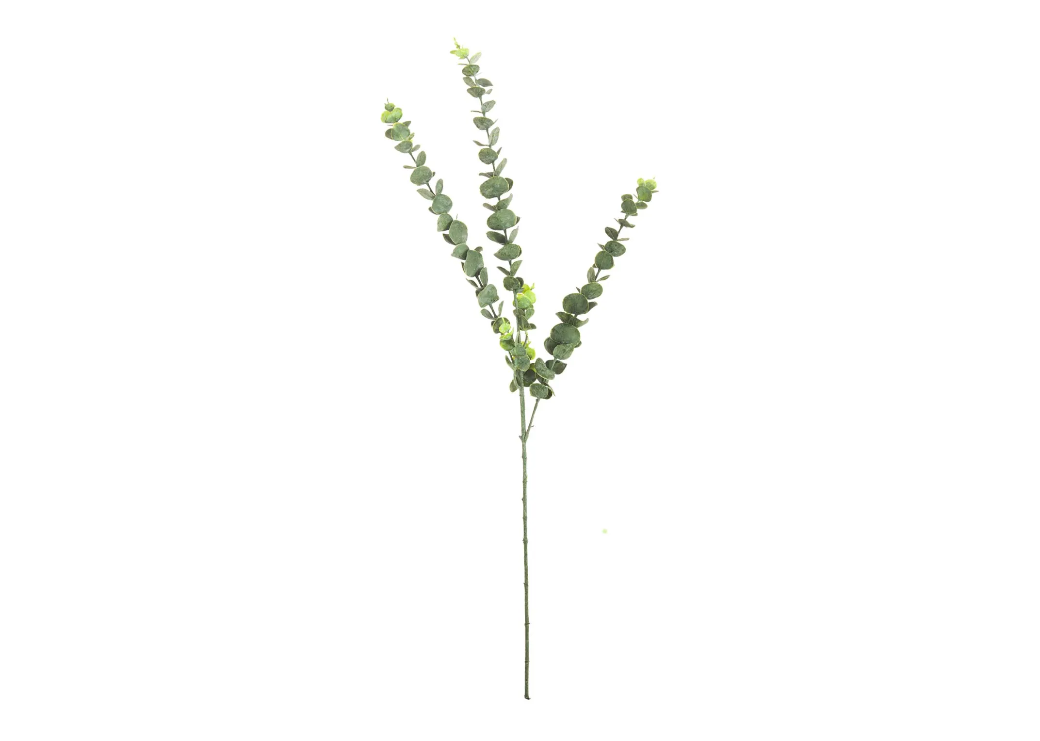 A 3 stem artifical eucalyptus spray from EZ Living's Olive Collection. Closeup pf leaves