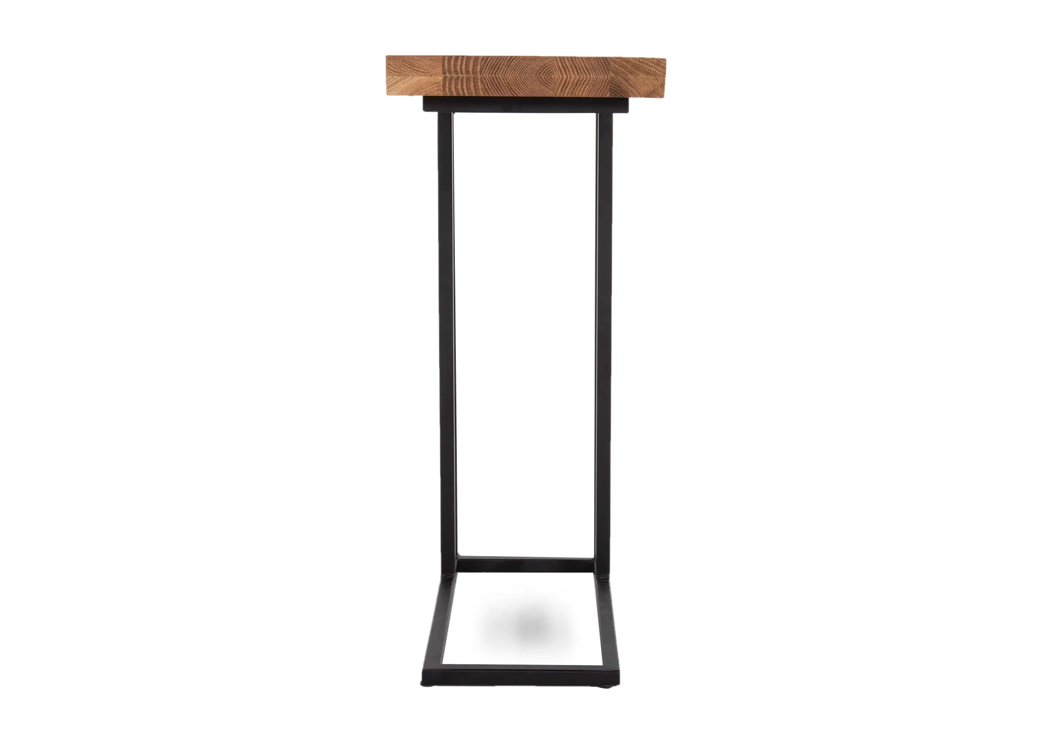 An oak top side table from EZ Living Furnitures Renvyle range. Front view of simple sofa table
