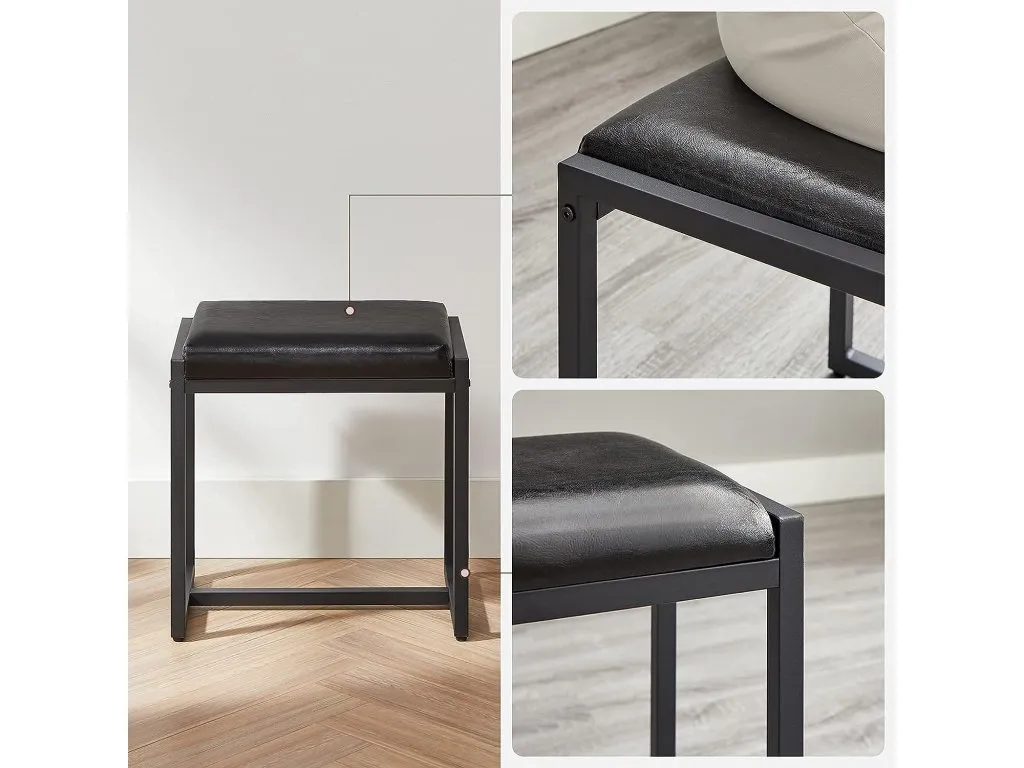 A lifestyle image of the Orwell grey faux leather stool.