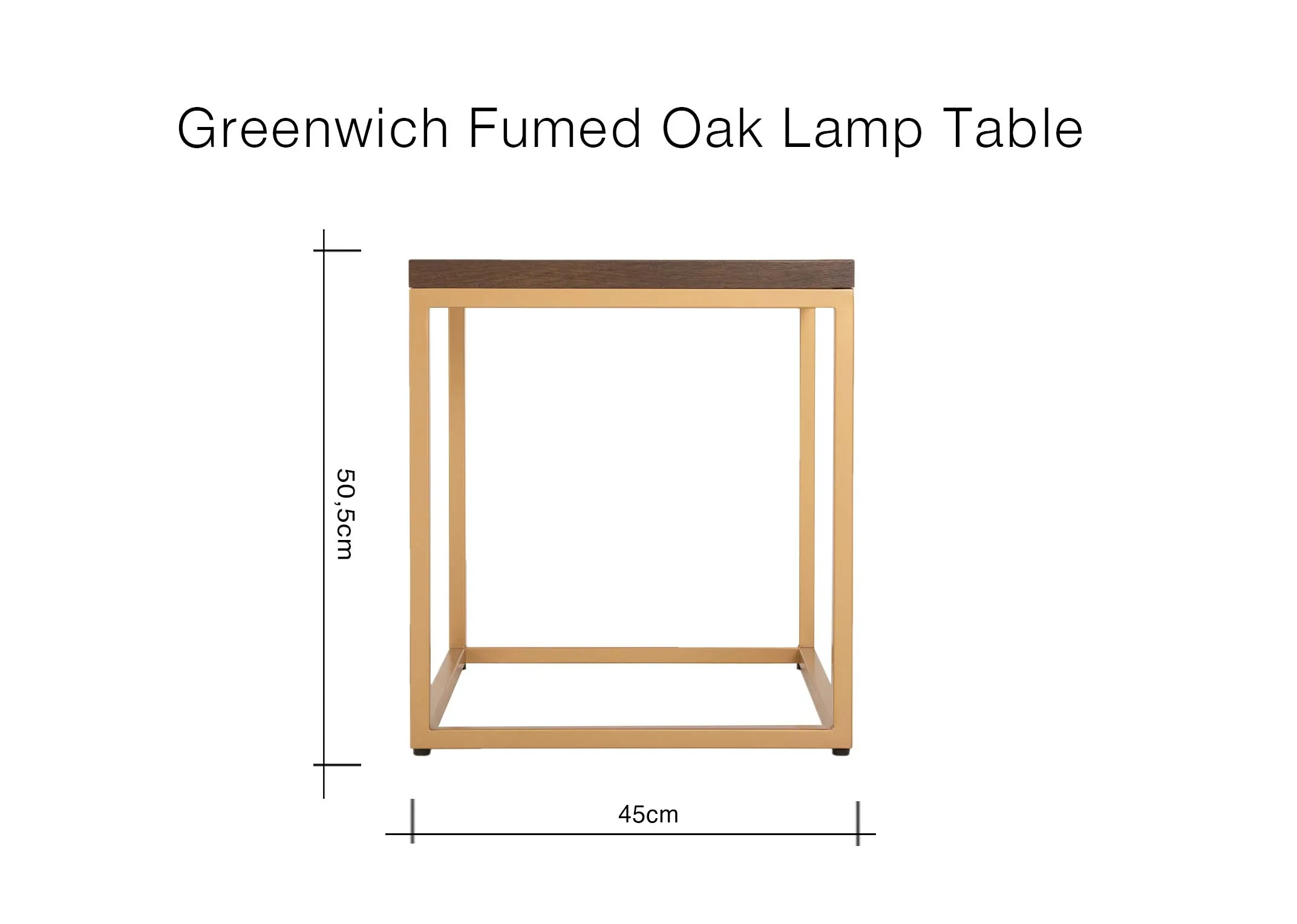 A dimension image of the Greenwich lamp table with 45cm x 50.5cm