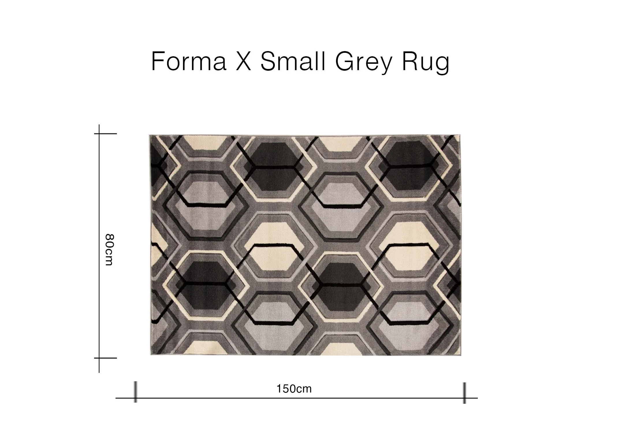 A dimension image of the Forma XSmall Rug with 150cm x 80cm