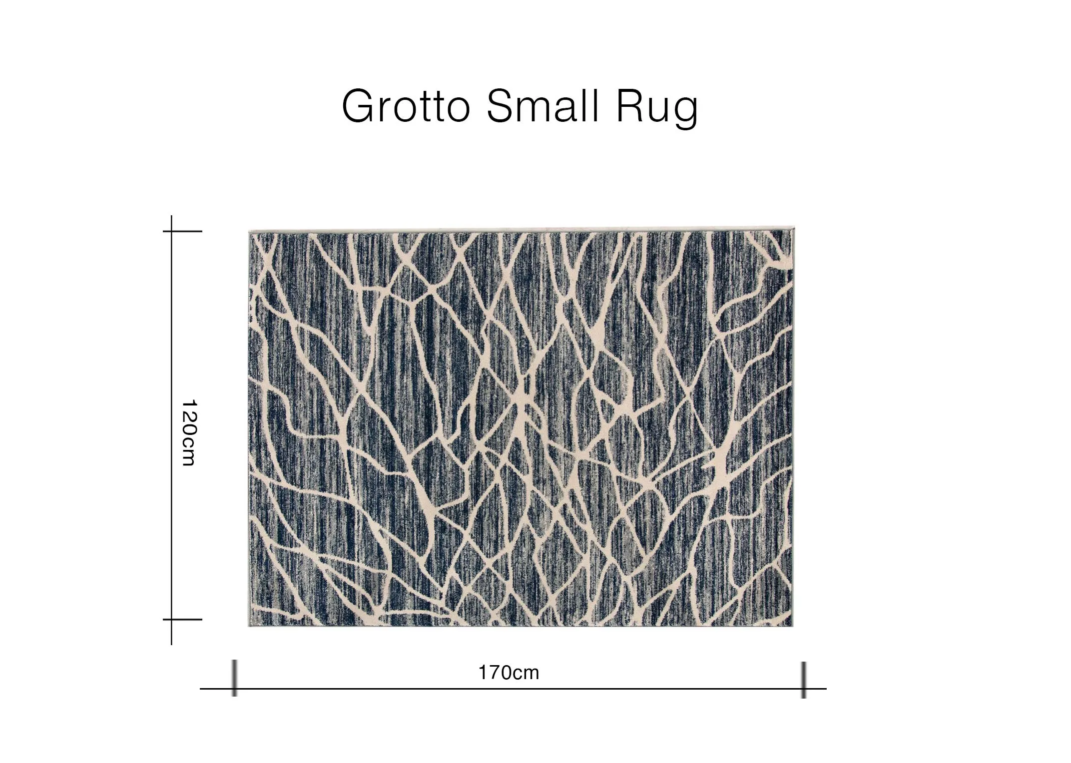 A dimension image of the Grotto Small Rug with 170cm x 120cm