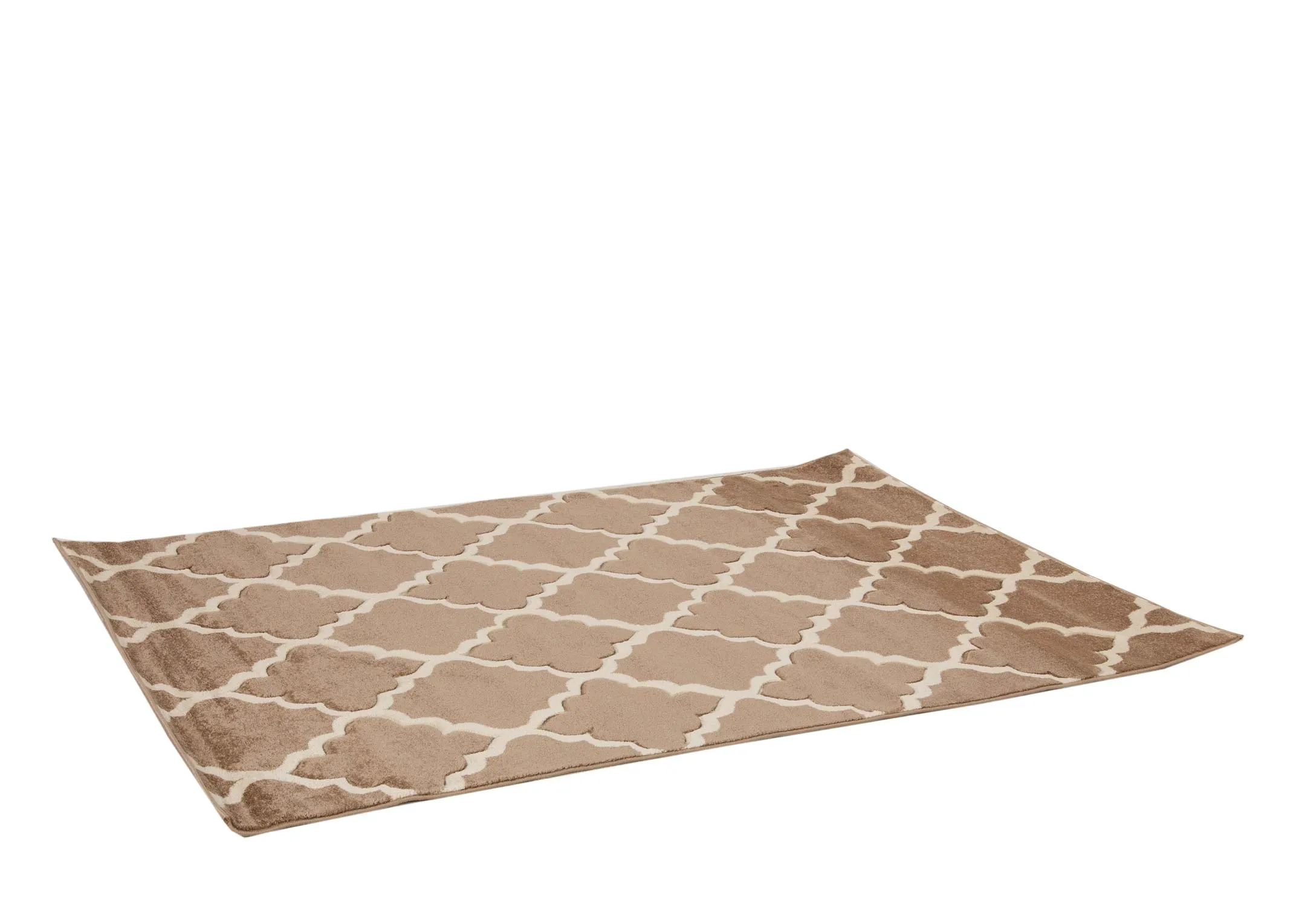 A dark beige rug with cream trellis design from EZ Livings Delia range.