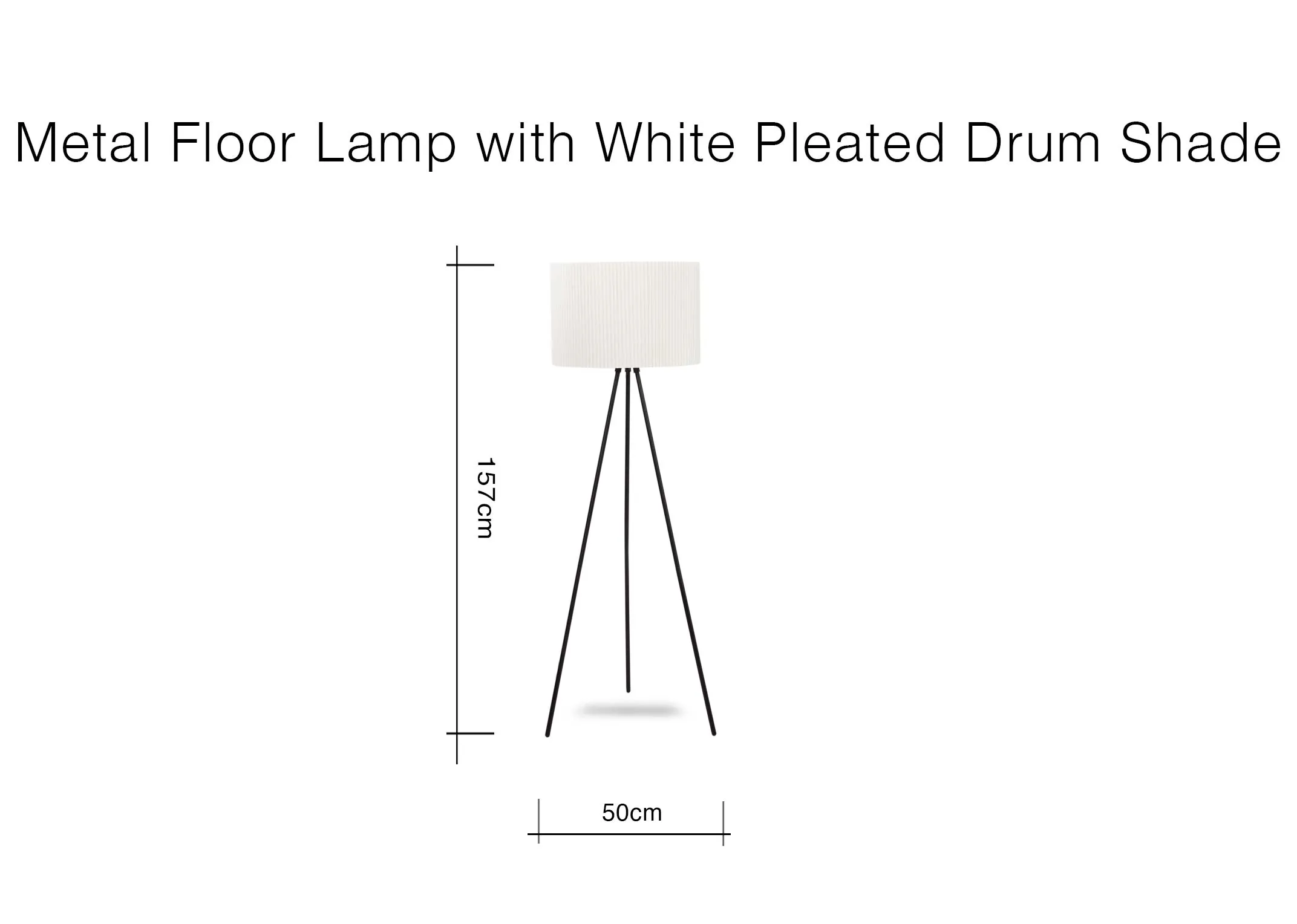 A dimension image of the Metal Floor Lamp with 50cm x 157cm