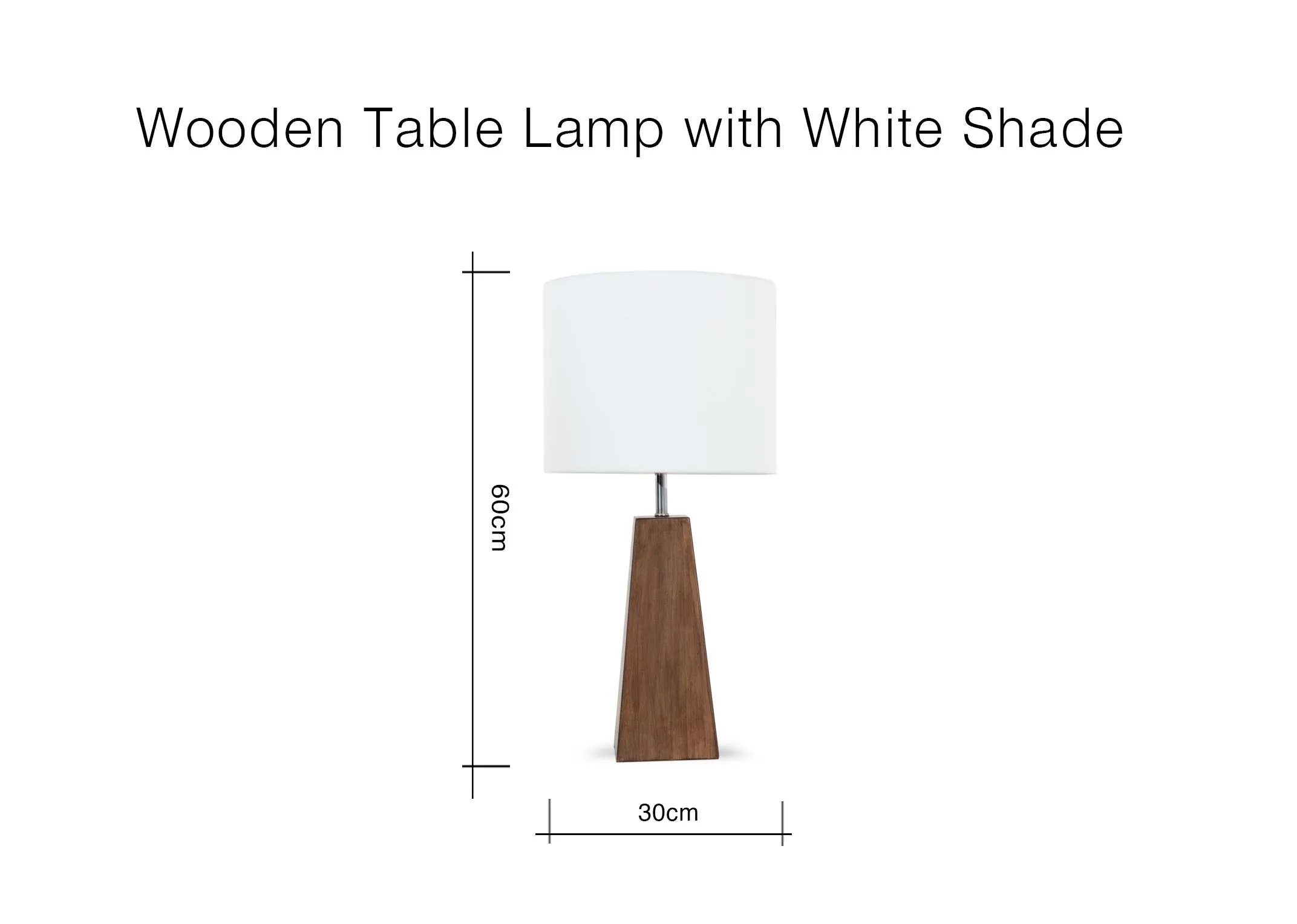 A dimension image of the Wooden Table Lamp with 30cm x 60cm
